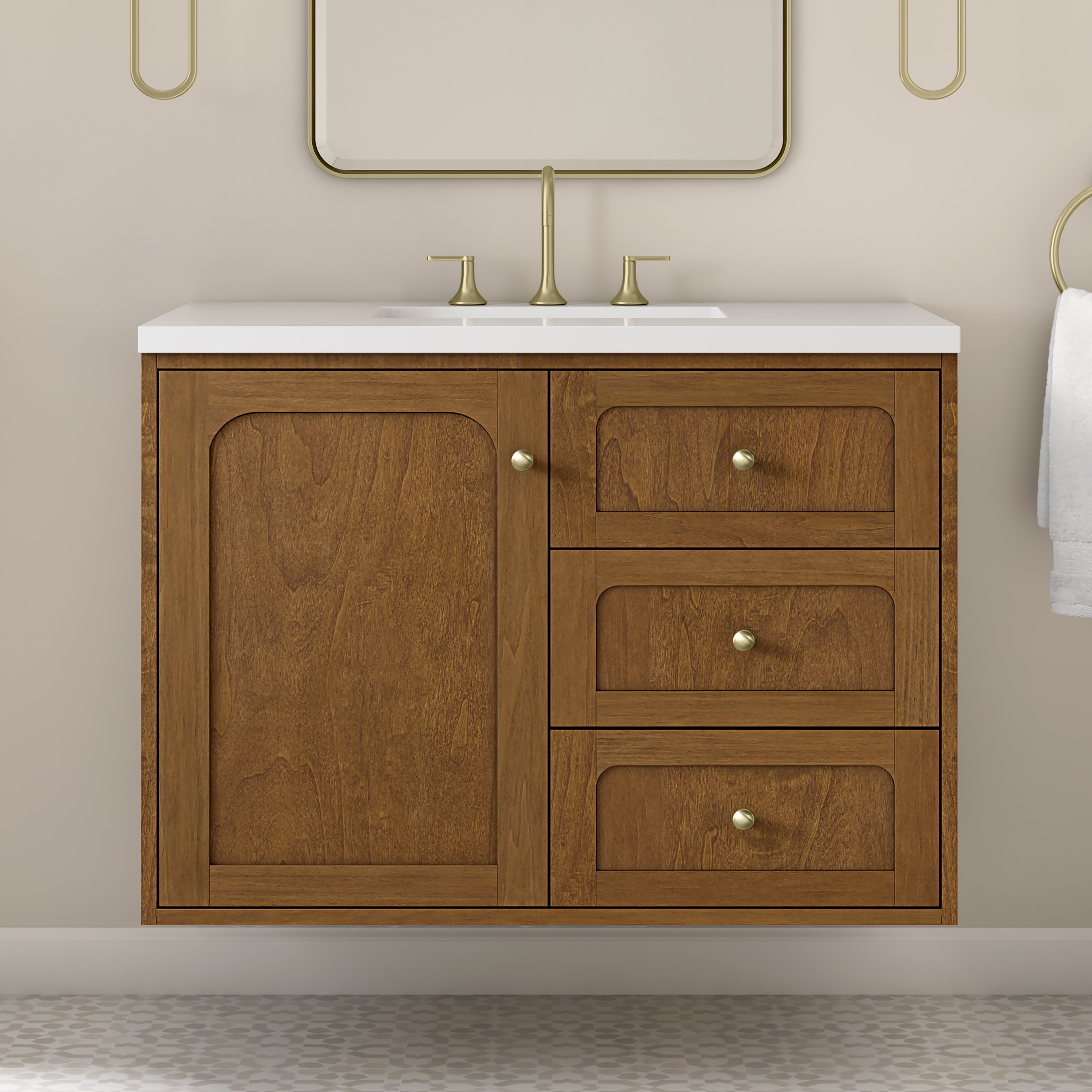 James Martin Laurent 36" Single Vanity in Honey Oak with 3cm Countertop