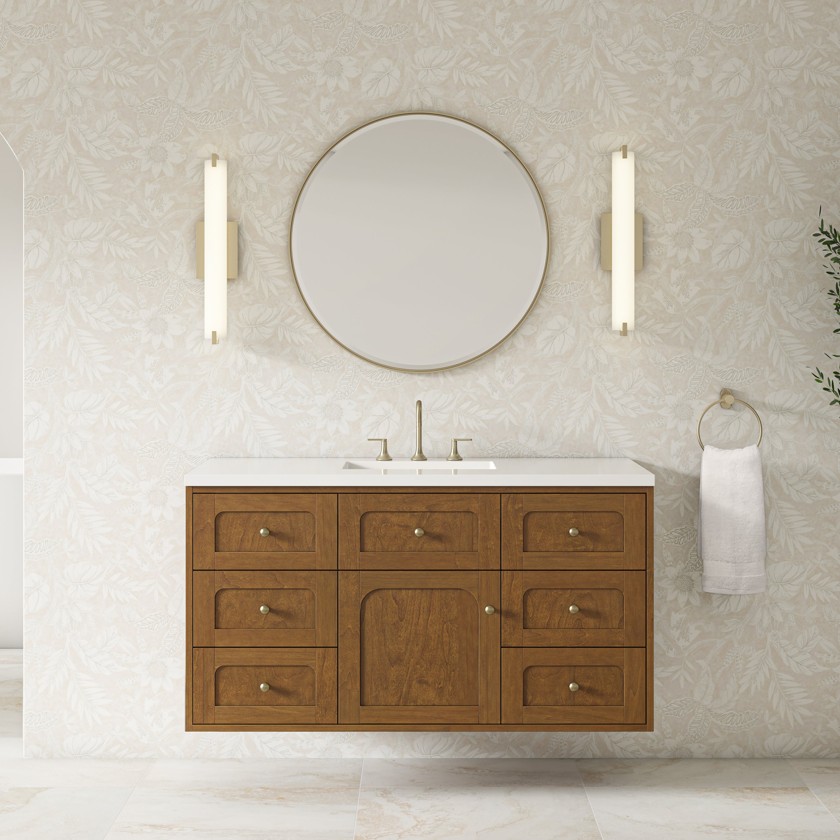 James Martin Laurent 48" Single Vanity in Honey Oak with 3cm Countertop