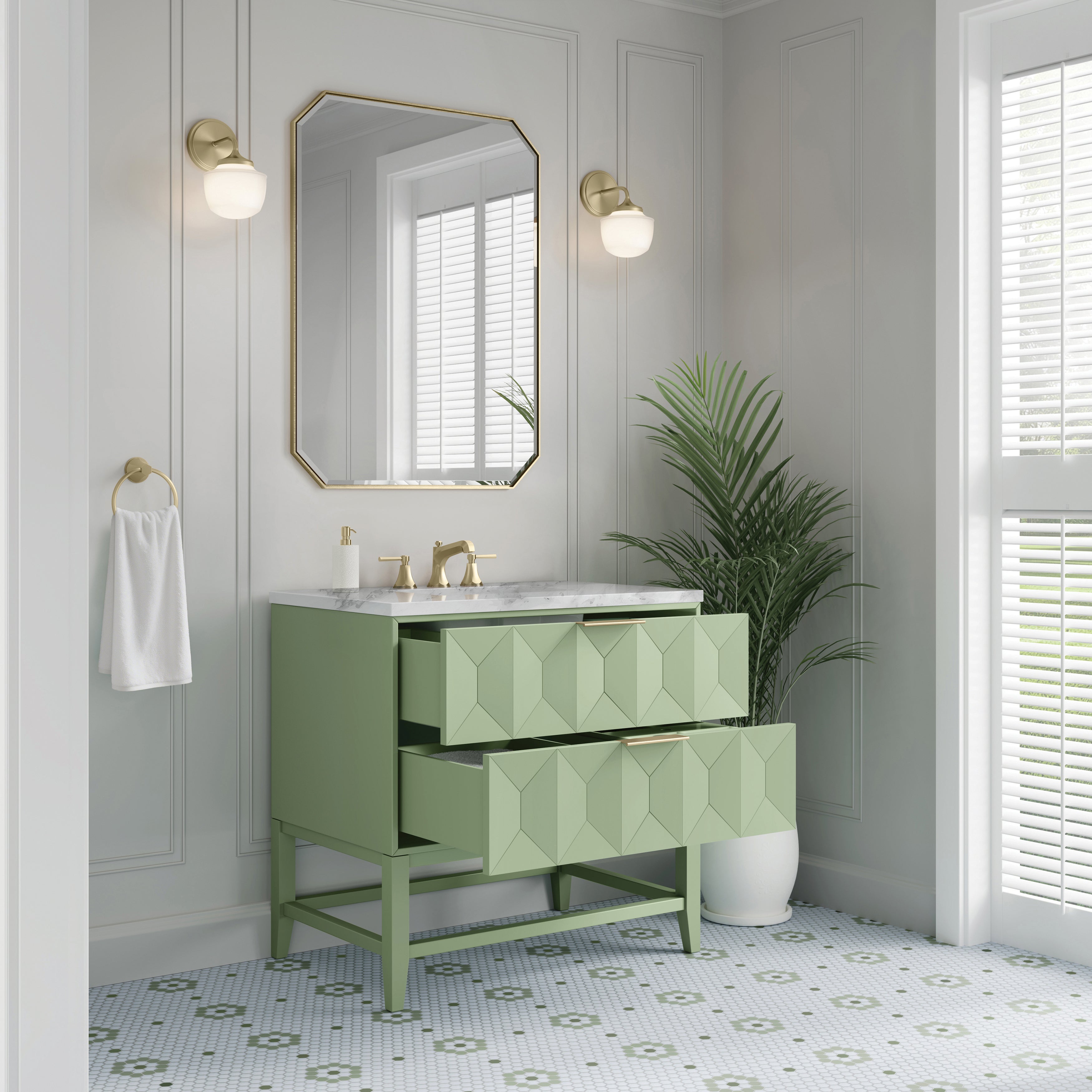 James Martin Emmeline 36" Single Vanity in Pistachio with 3cm Countertop