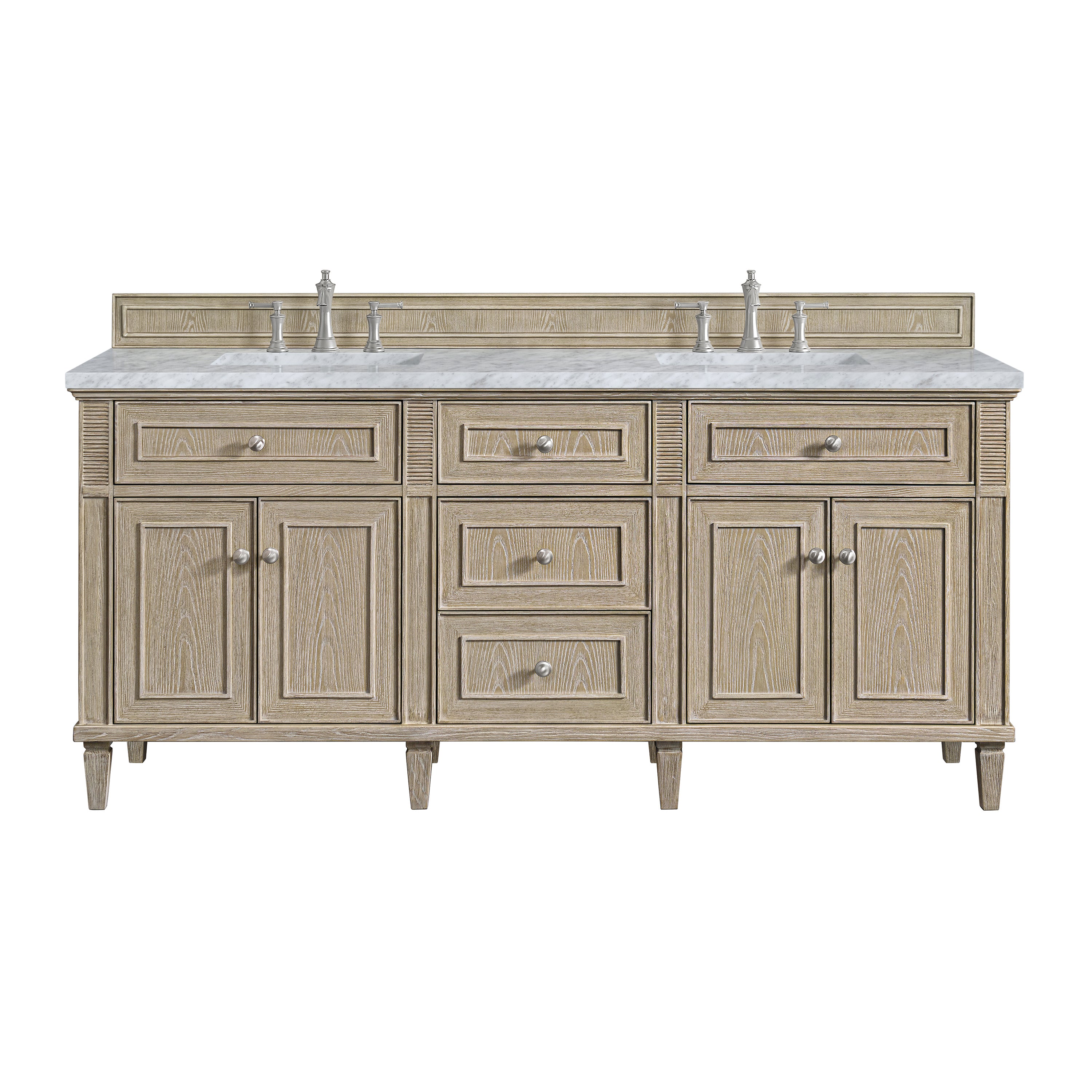 James Martin Lorelai 72" Double Vanity in Whitewashed Oak with 3cm Countertop