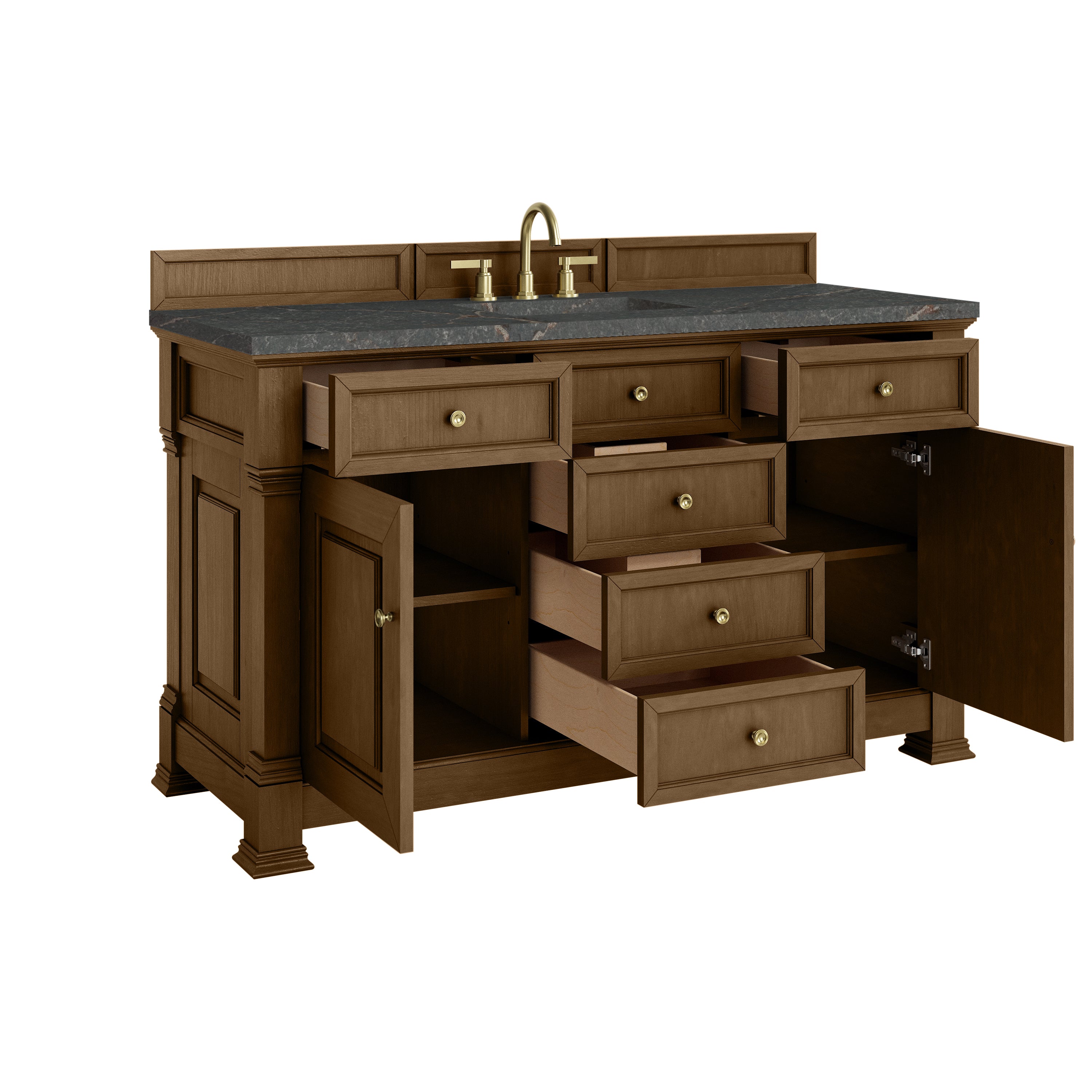 James Martin Brookfield 60" Single Vanity in Honey Oak with 3cm Countertop and FreePower Wireless Charger