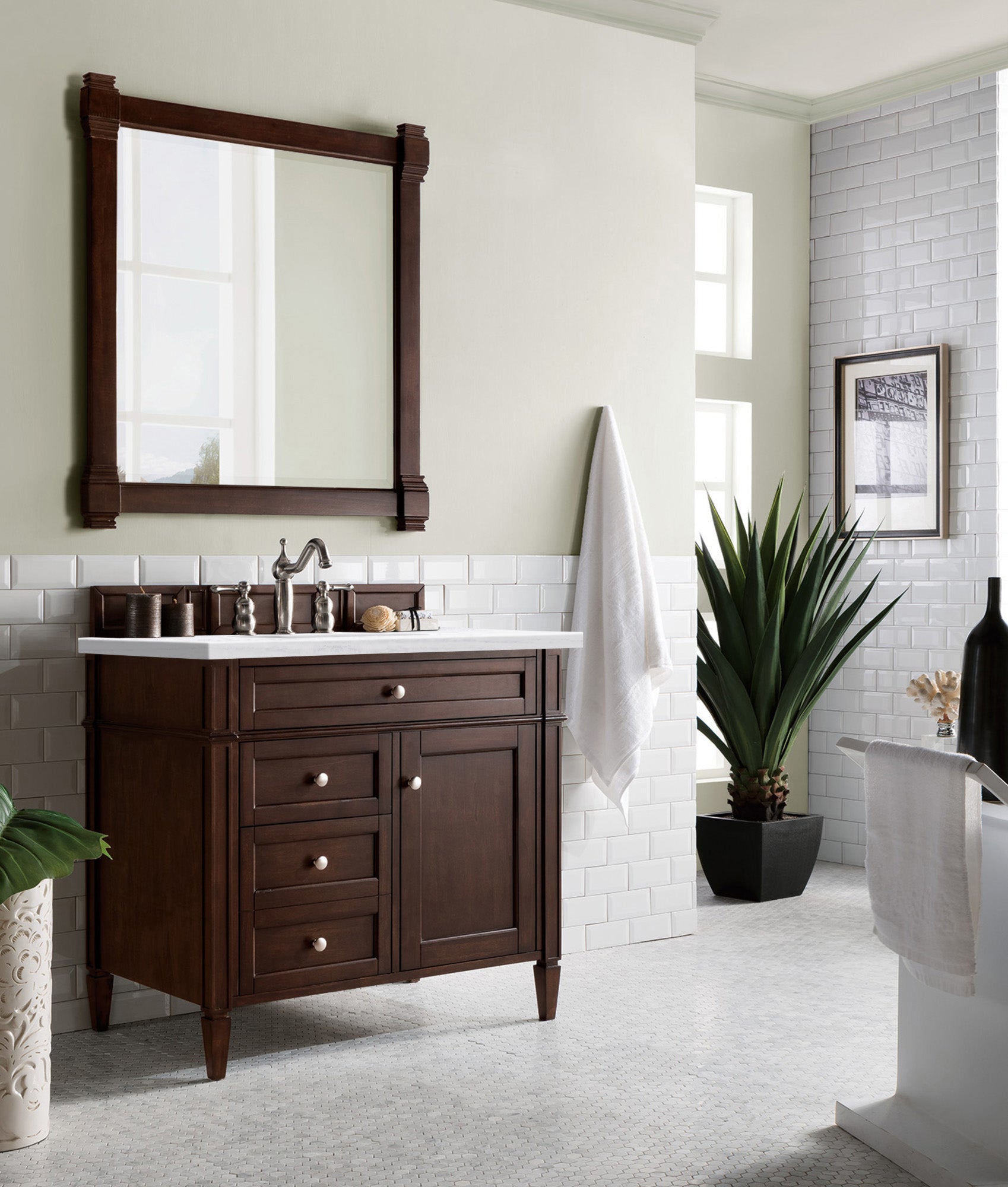 James Martin Brittany 36" Single Vanity in Burnished Mahogany with 3cm Countertop