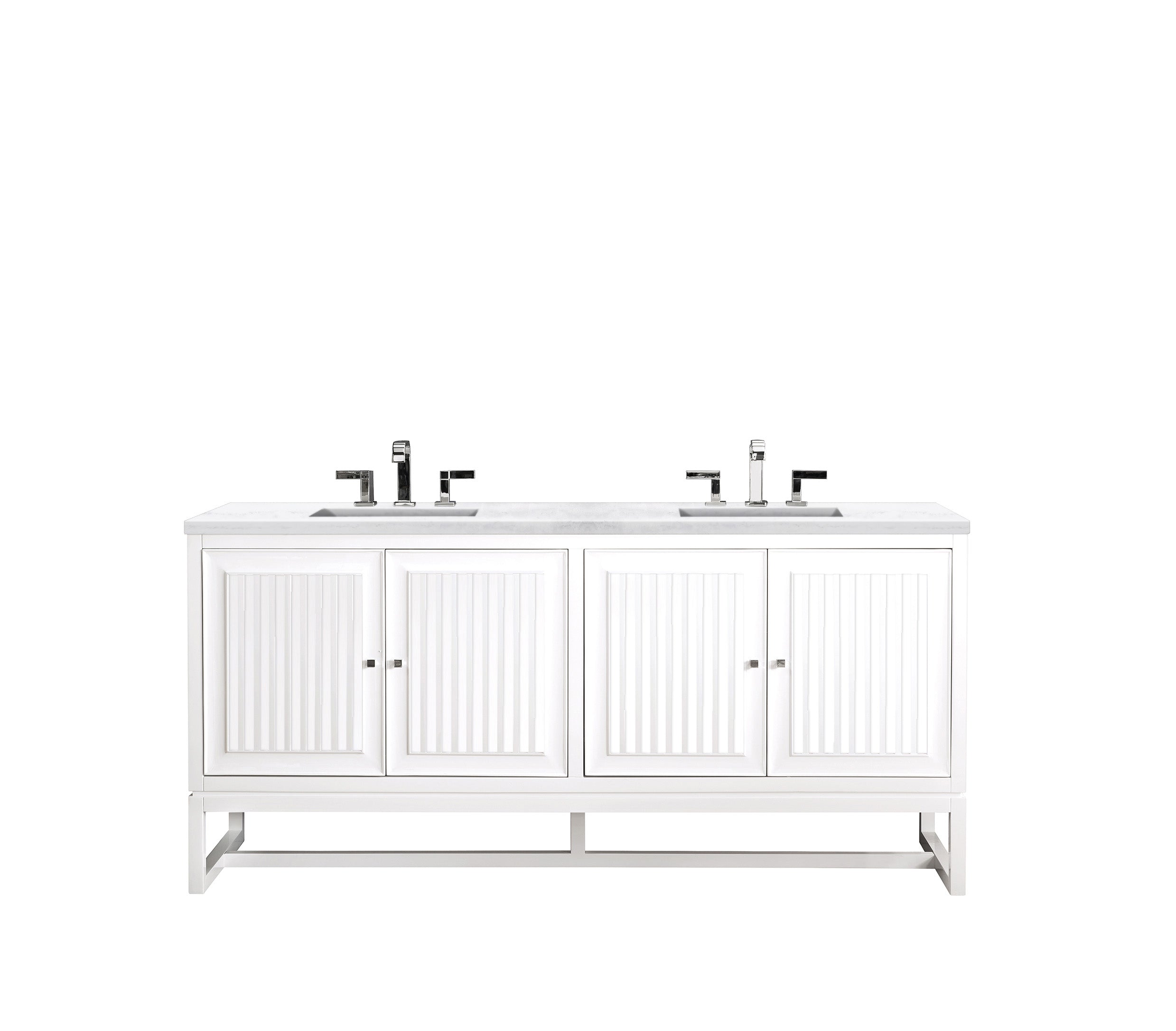 James Martin Athens 72" Double Vanity in Glossy White with 3cm Countertop