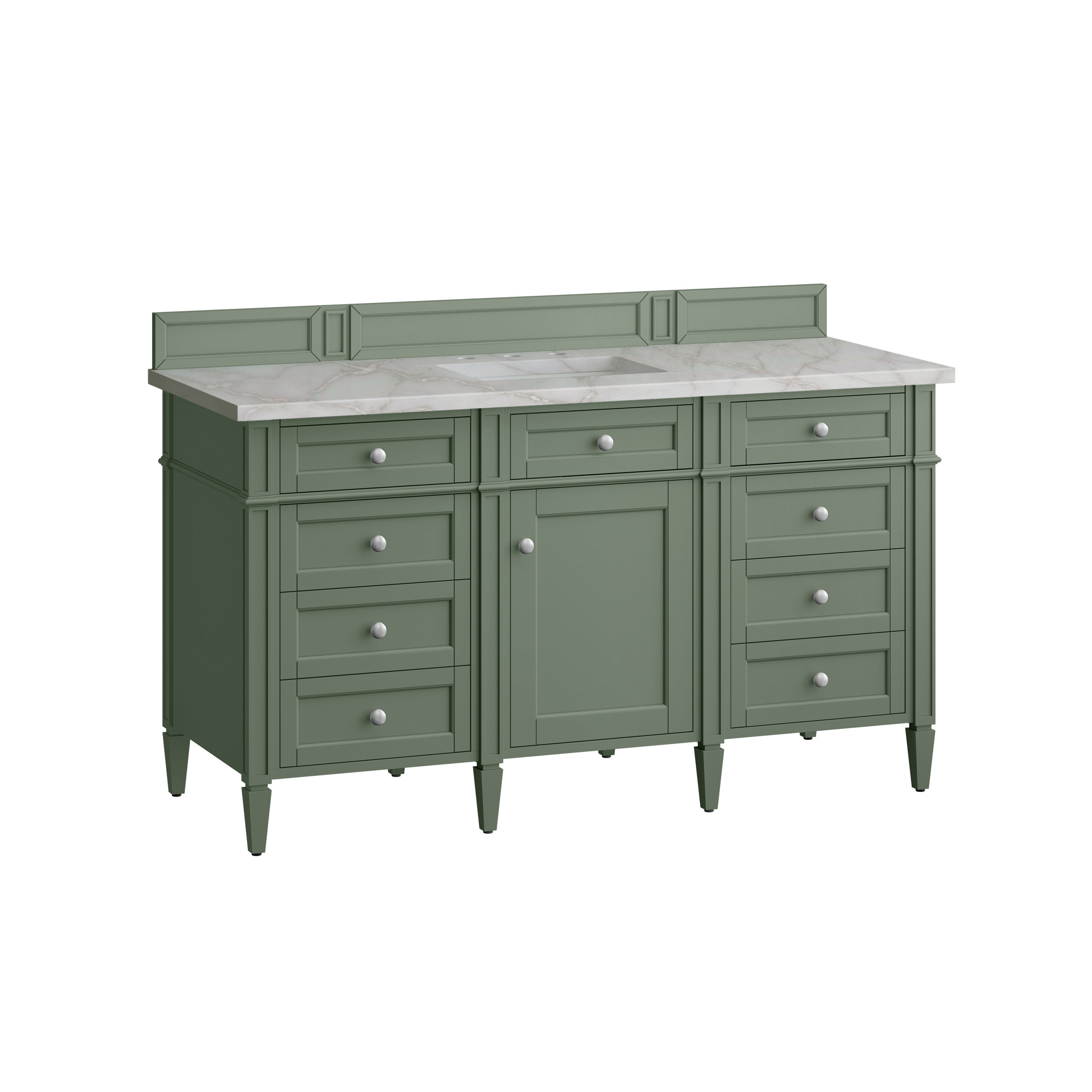 James Martin Brittany 60" Single Vanity in Smokey Celadon with 3cm Countertop