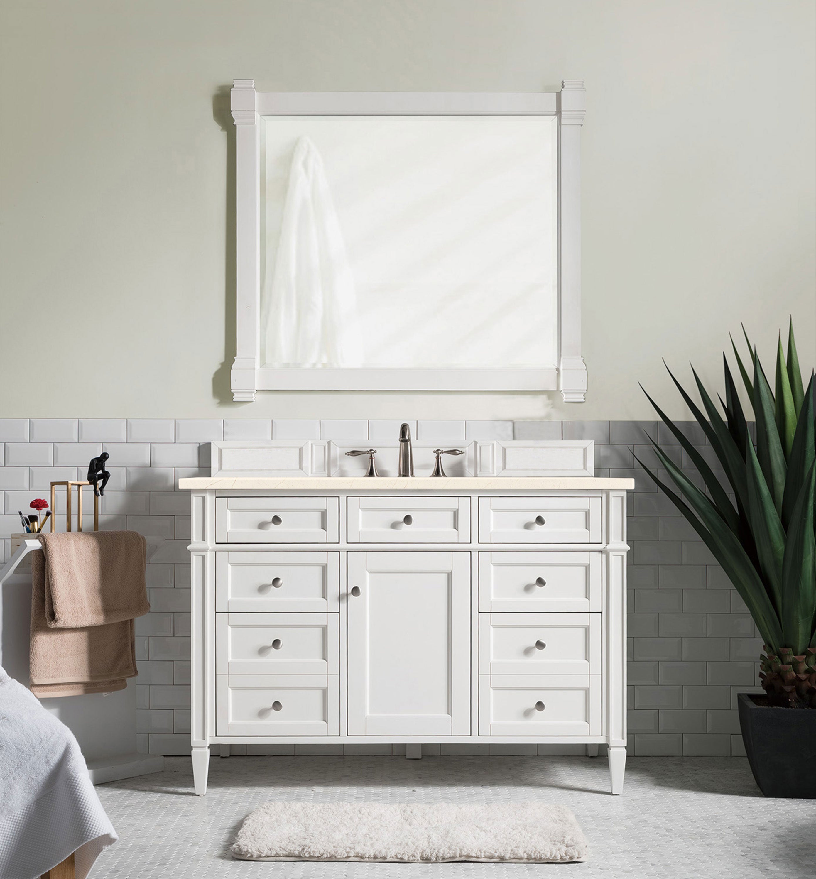 James Martin Brittany 48" Single Vanity in Bright White with 3cm Countertop