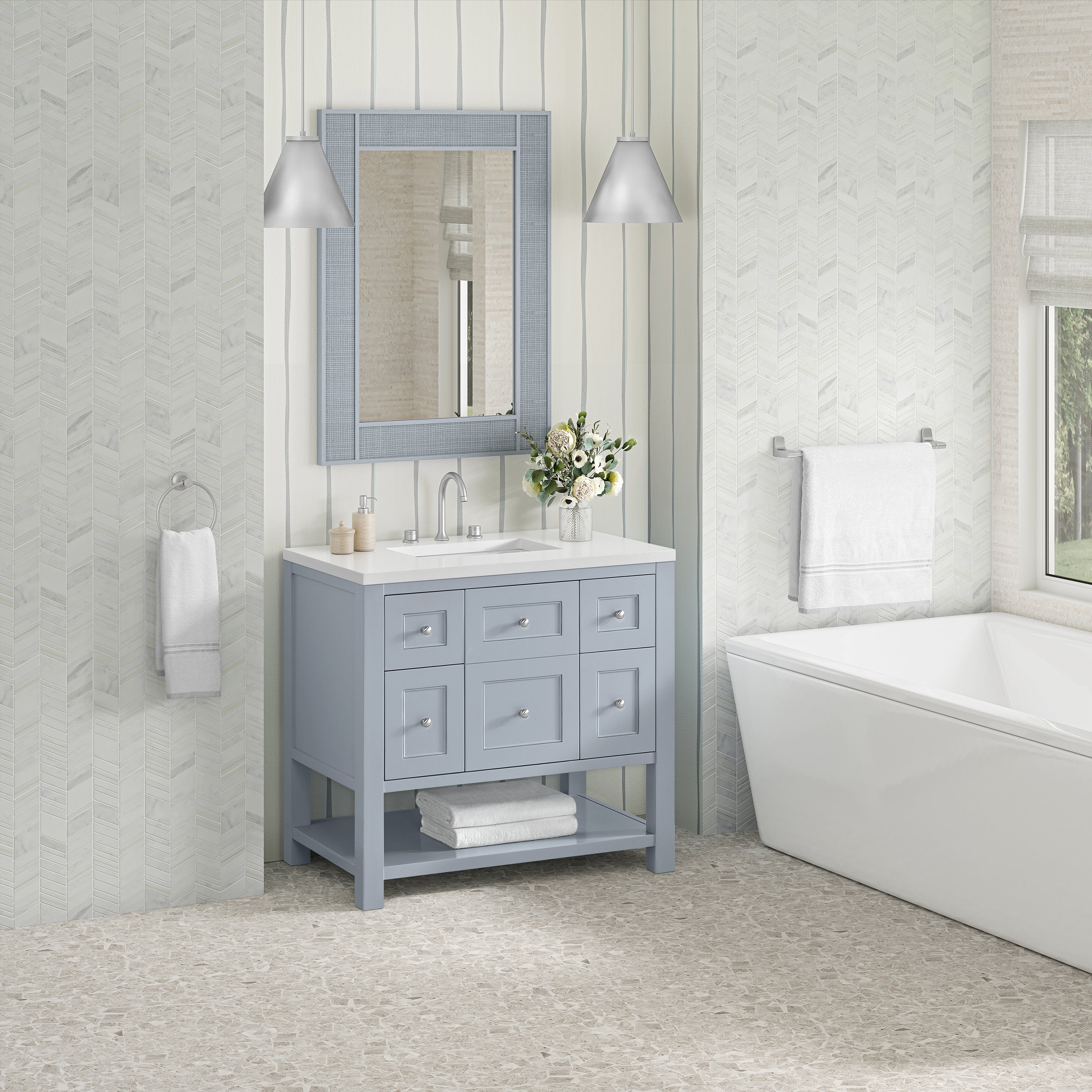 James Martin Breckenridge 36" Single in Serenity Blue with 3cm Countertop