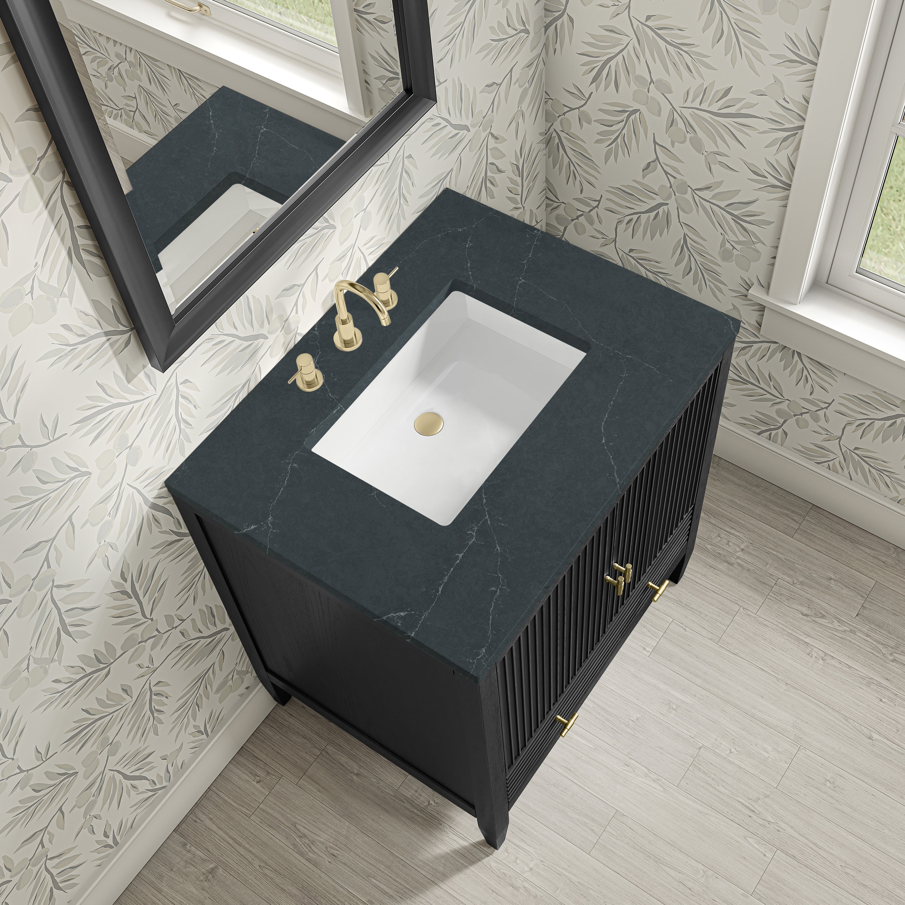 James Martin Myrrin 30" Single Vanity in Carbon Oak with 3cm Countertop