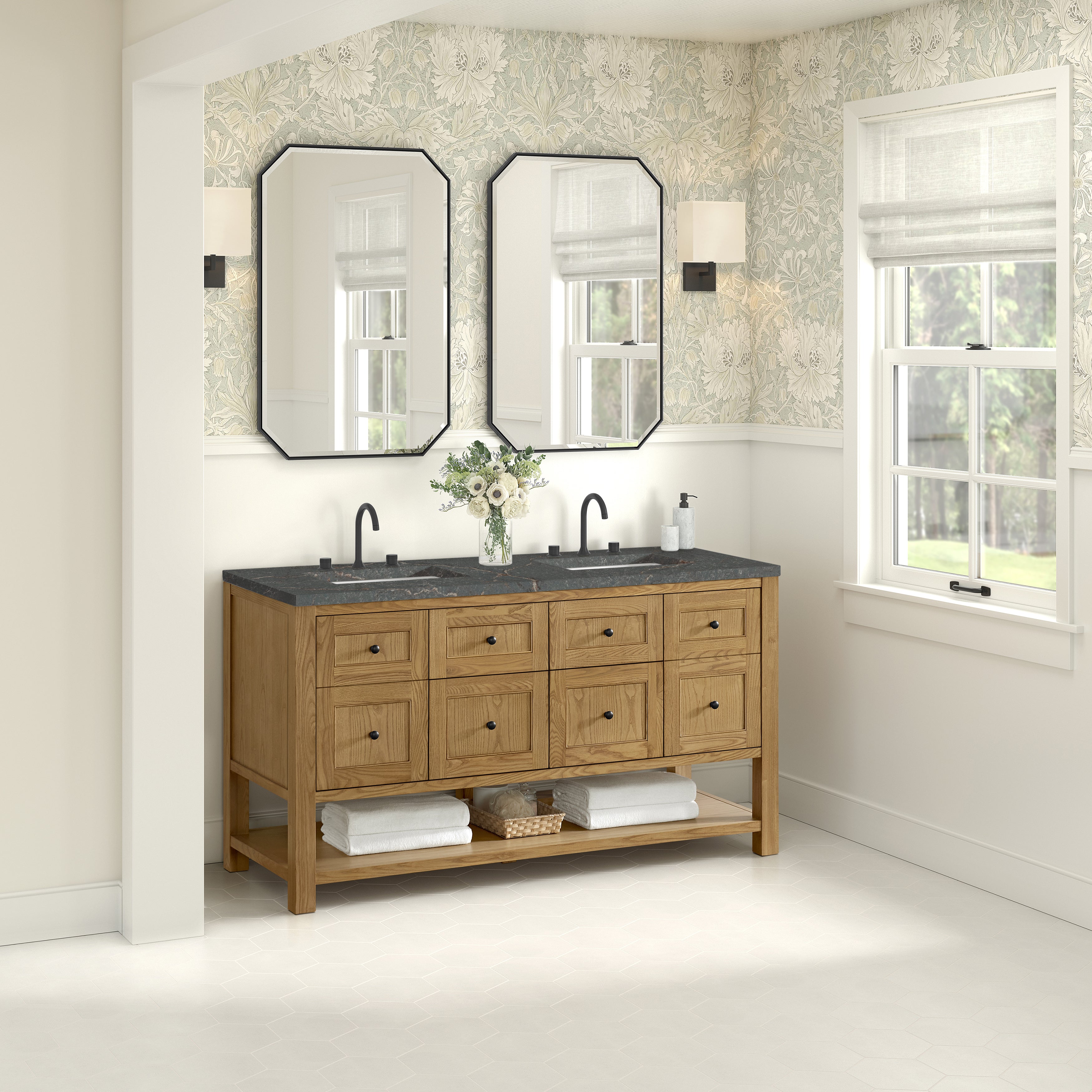 James Martin Breckenridge 60" Double Vanity in Light Natural Oak with 3cm Countertop