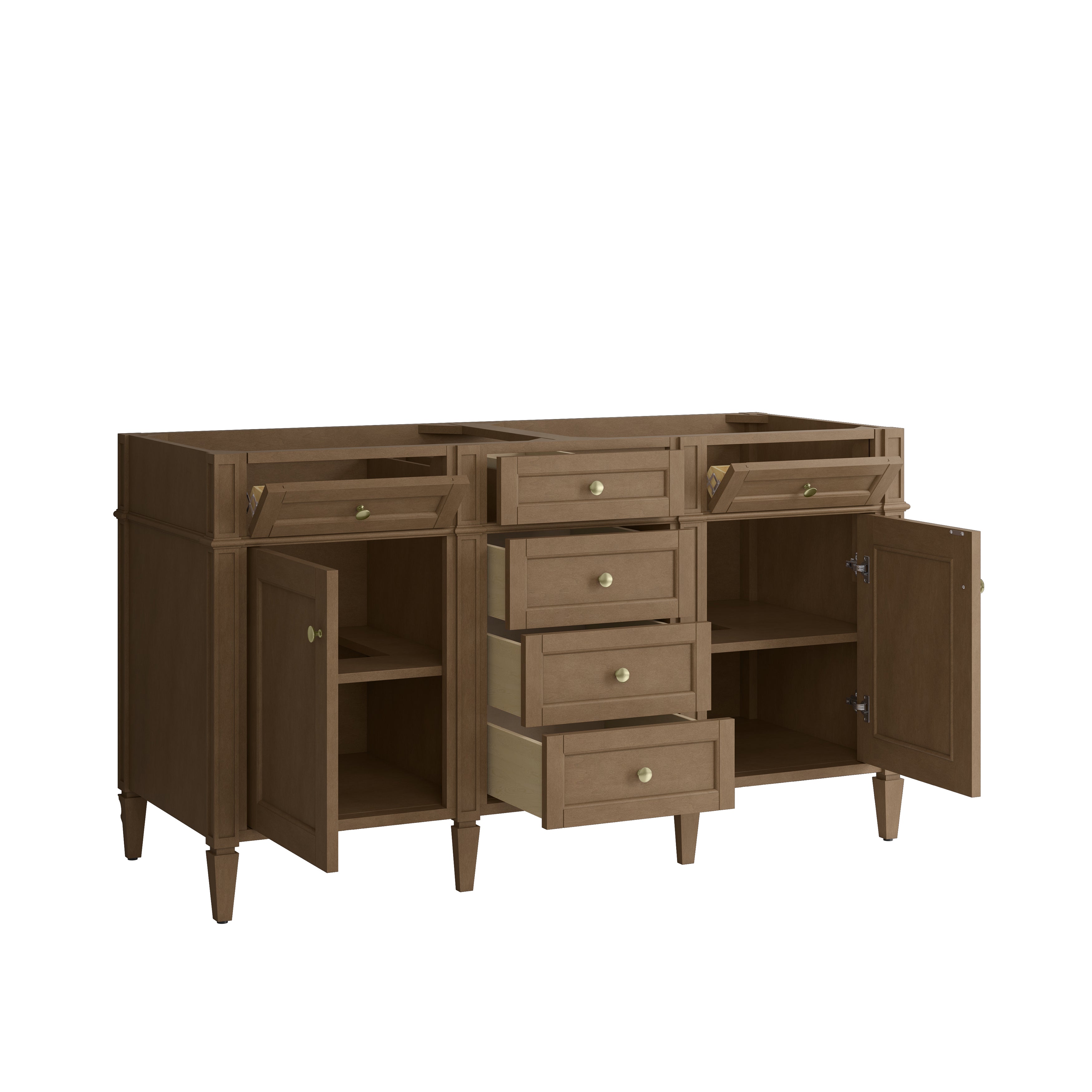 James Martin Brittany 60" Double Vanity in Pecan with 3cm Countertop