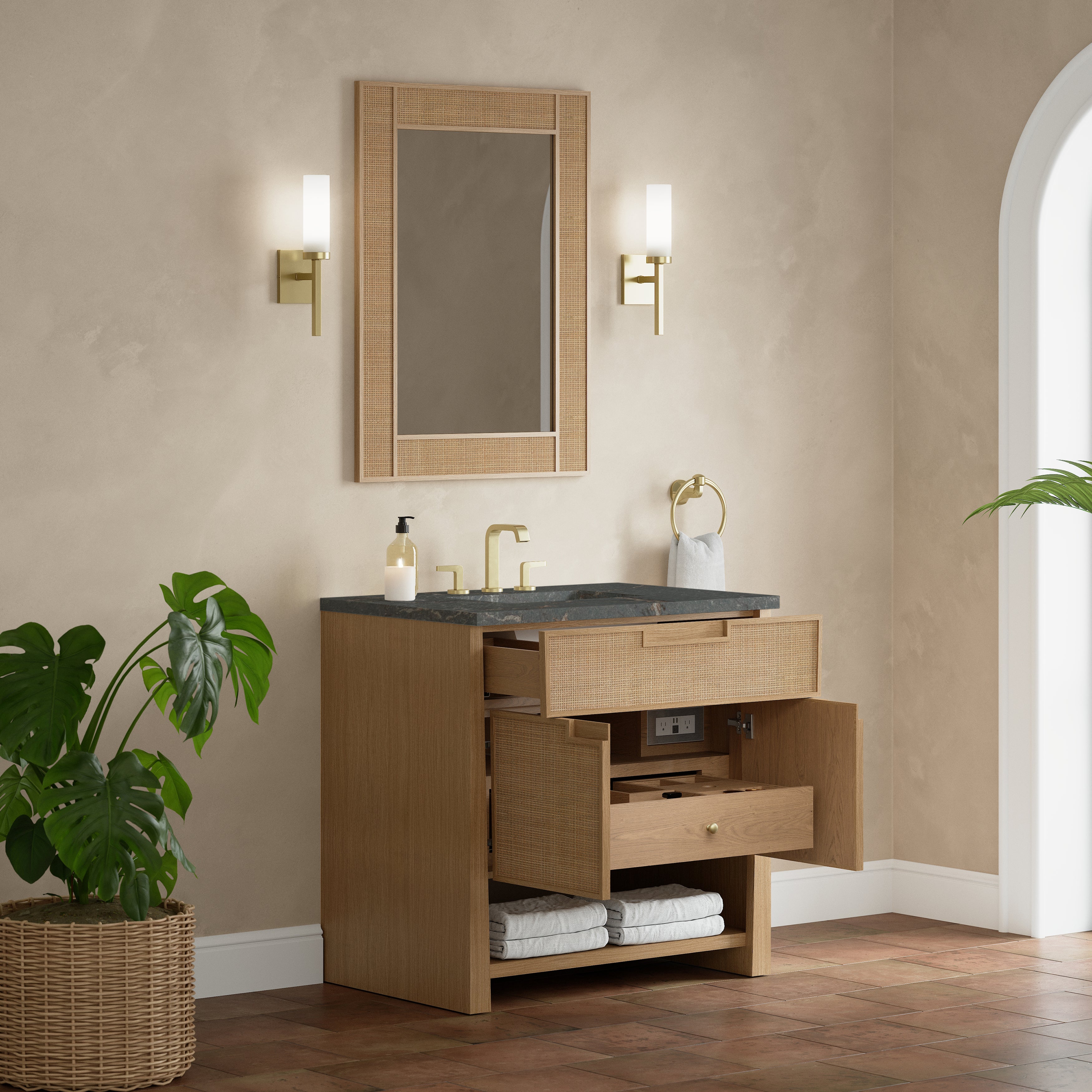 James Martin Solene 36" Single Vanity in Seaside Oak with 3cm Countertop