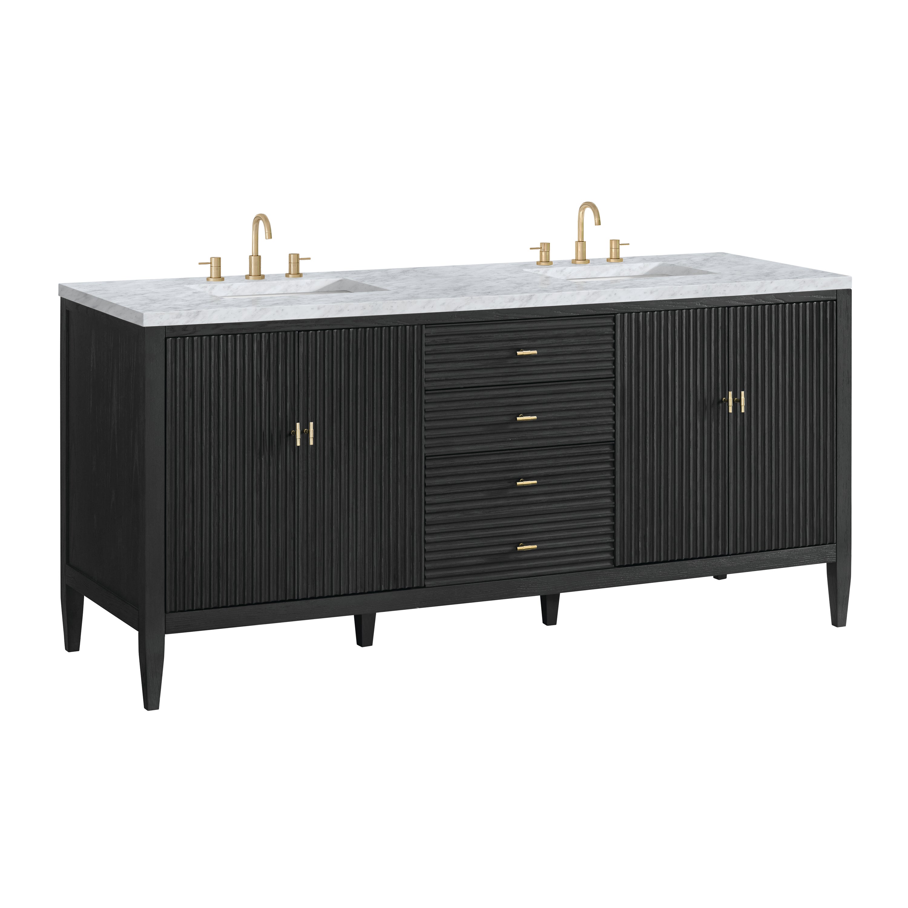 James Martin Myrrin 72" Double Vanity in Carbon Oak with 3cm Countertop