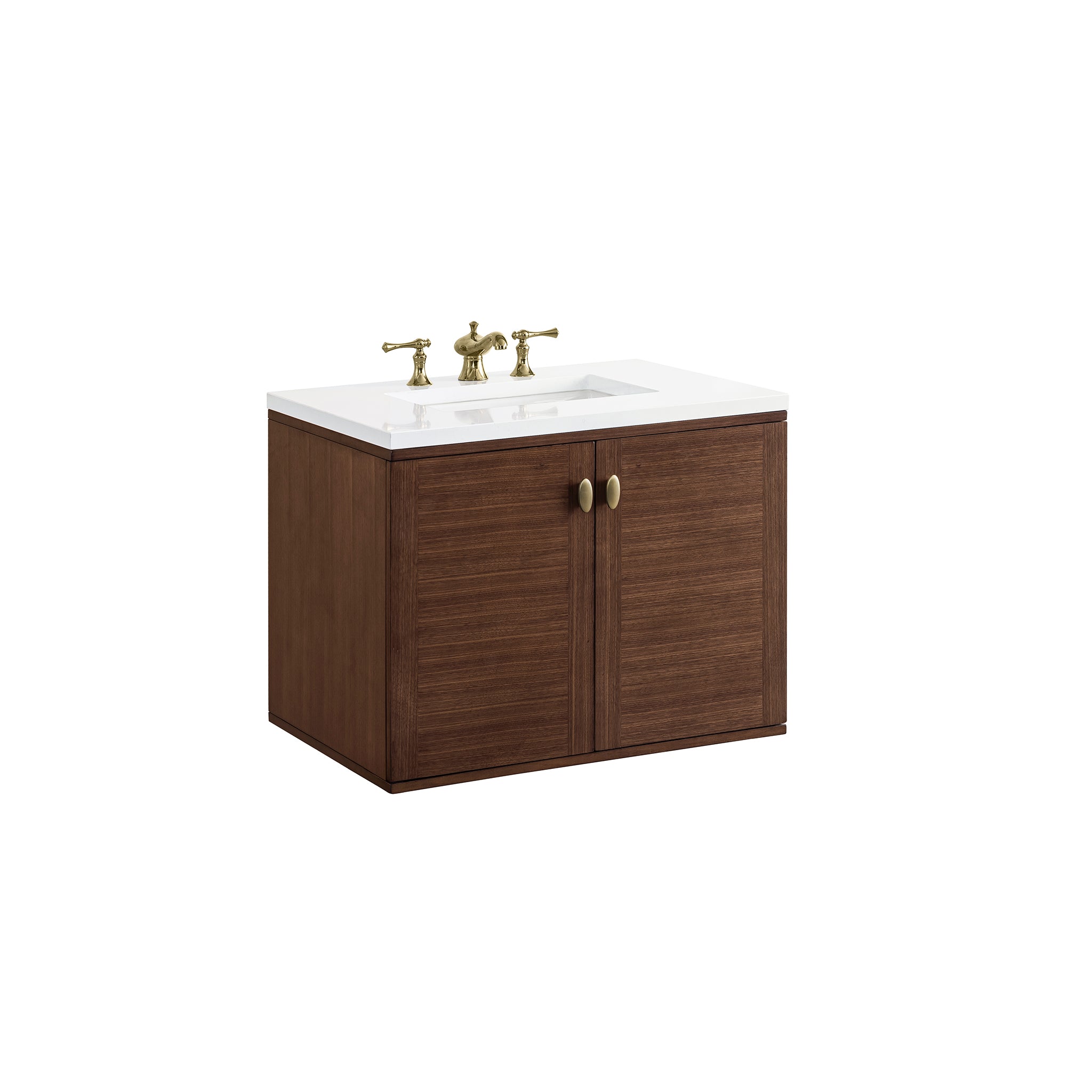 James Martin Amberly 30" Single Vanity in Mid-Century Walnut with 3cm Countertop
