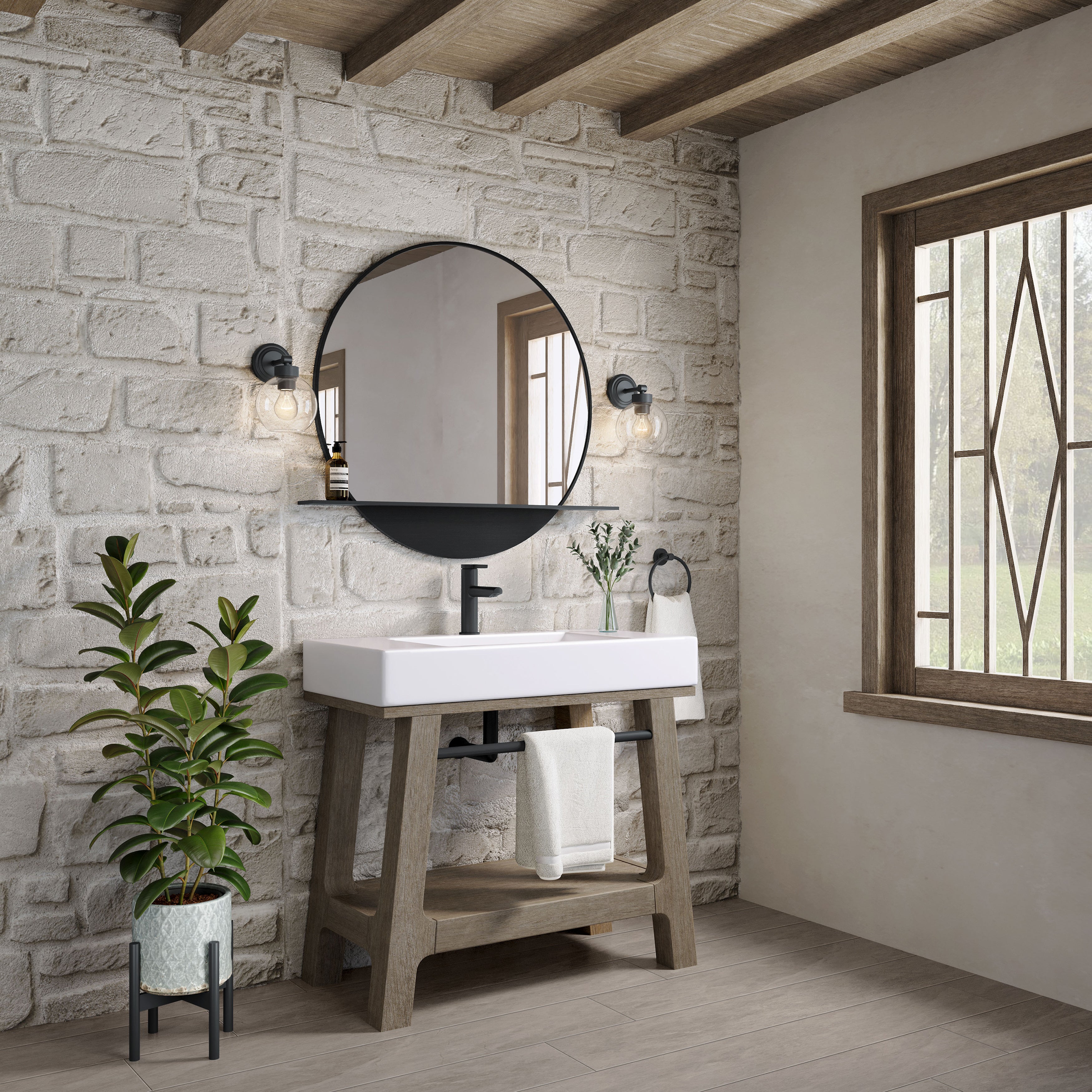 James Martin Auburn 36" Single Weathered Timber Sink Console