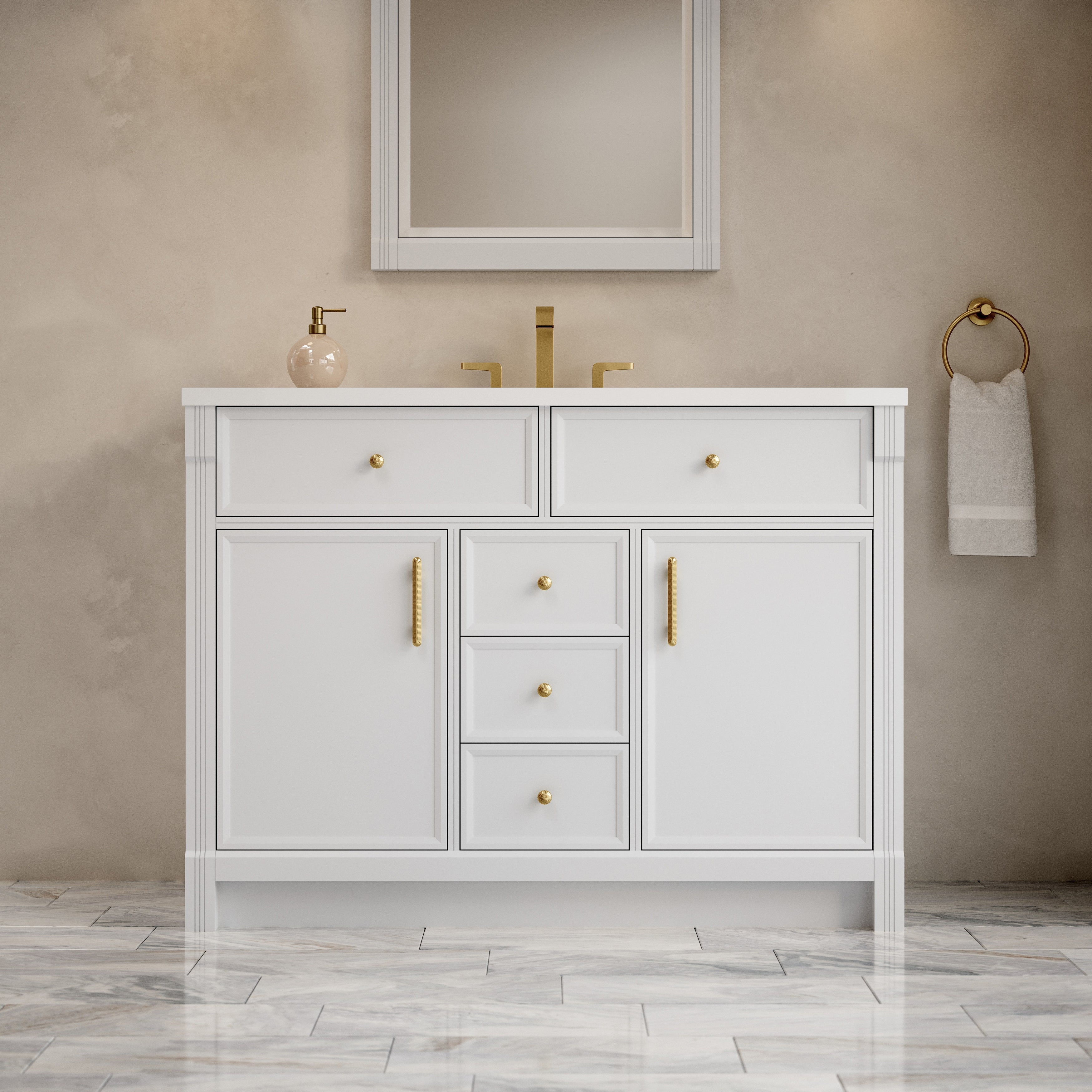 James Martin Bellshire 48" Single Vanity in Bright White with 3cm Countertop