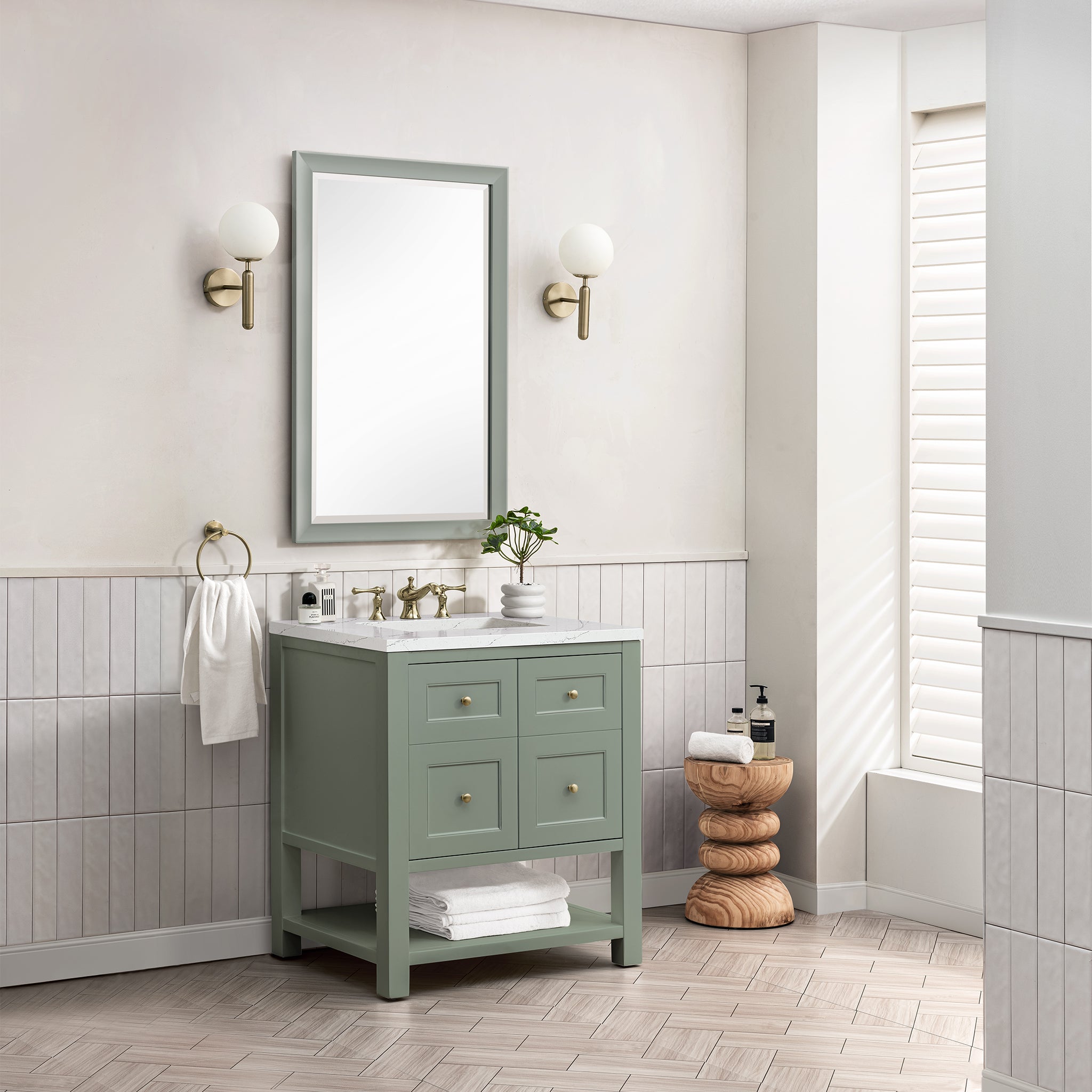James Martin Breckenridge 30" Single Vanity in Smokey Celadon with 3cm Countertop