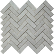 1x3 Herringbone Mosaic Alaska White Marble Polished