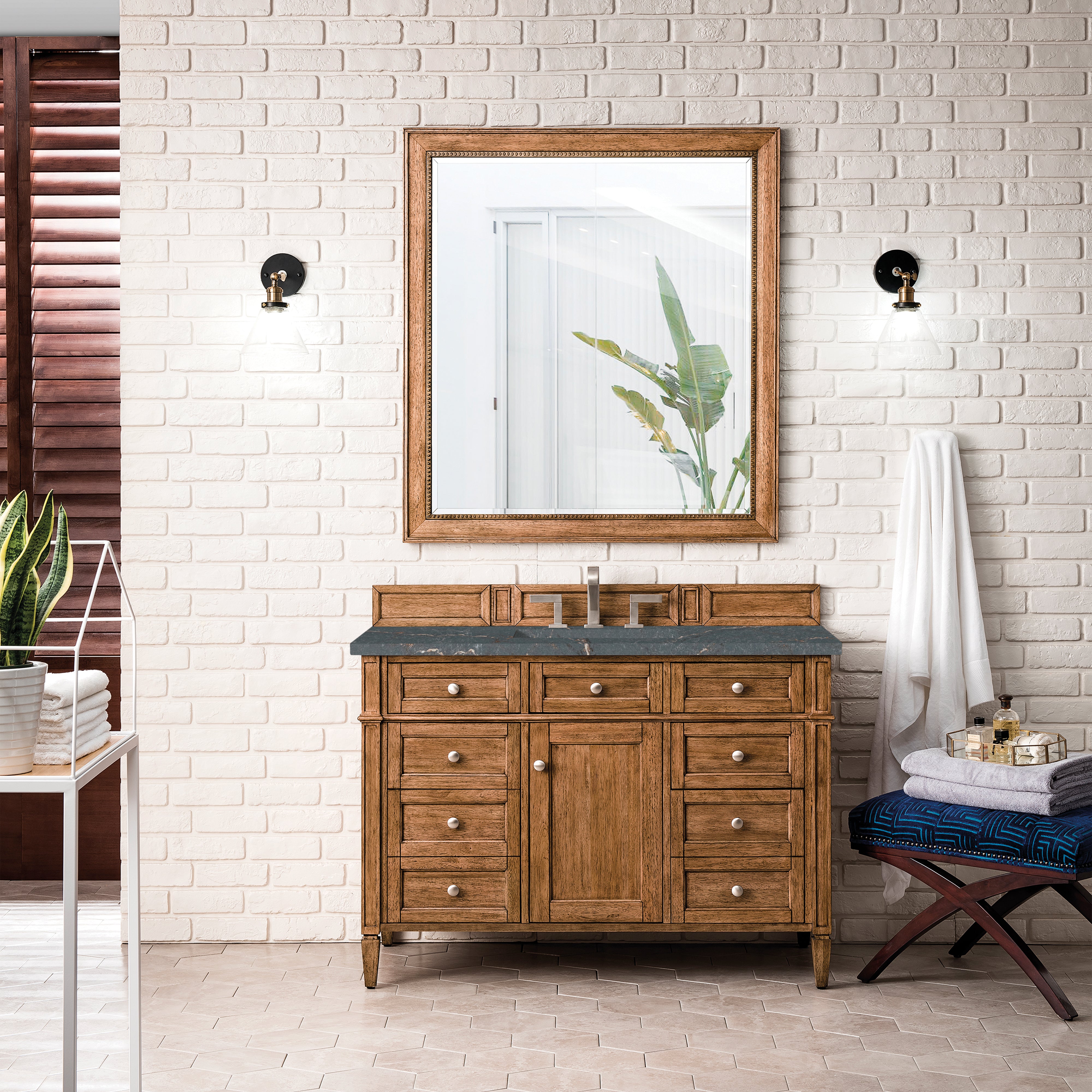 James Martin Brittany 48" Single Vanity in Saddle Brown with with 3cm Countertop