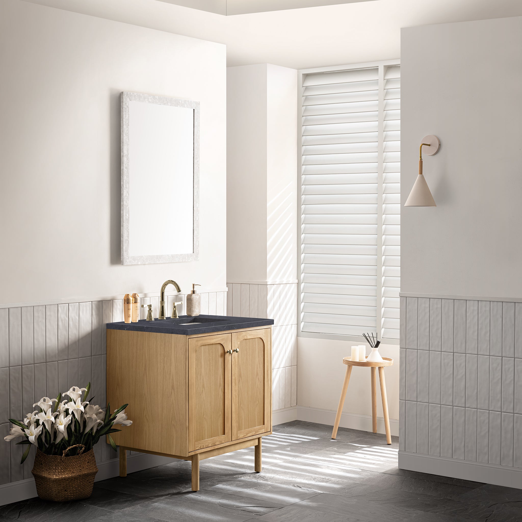 James Martin Laurent 30" Single Vanity in Light Natural Oak with 3cm Countertop
