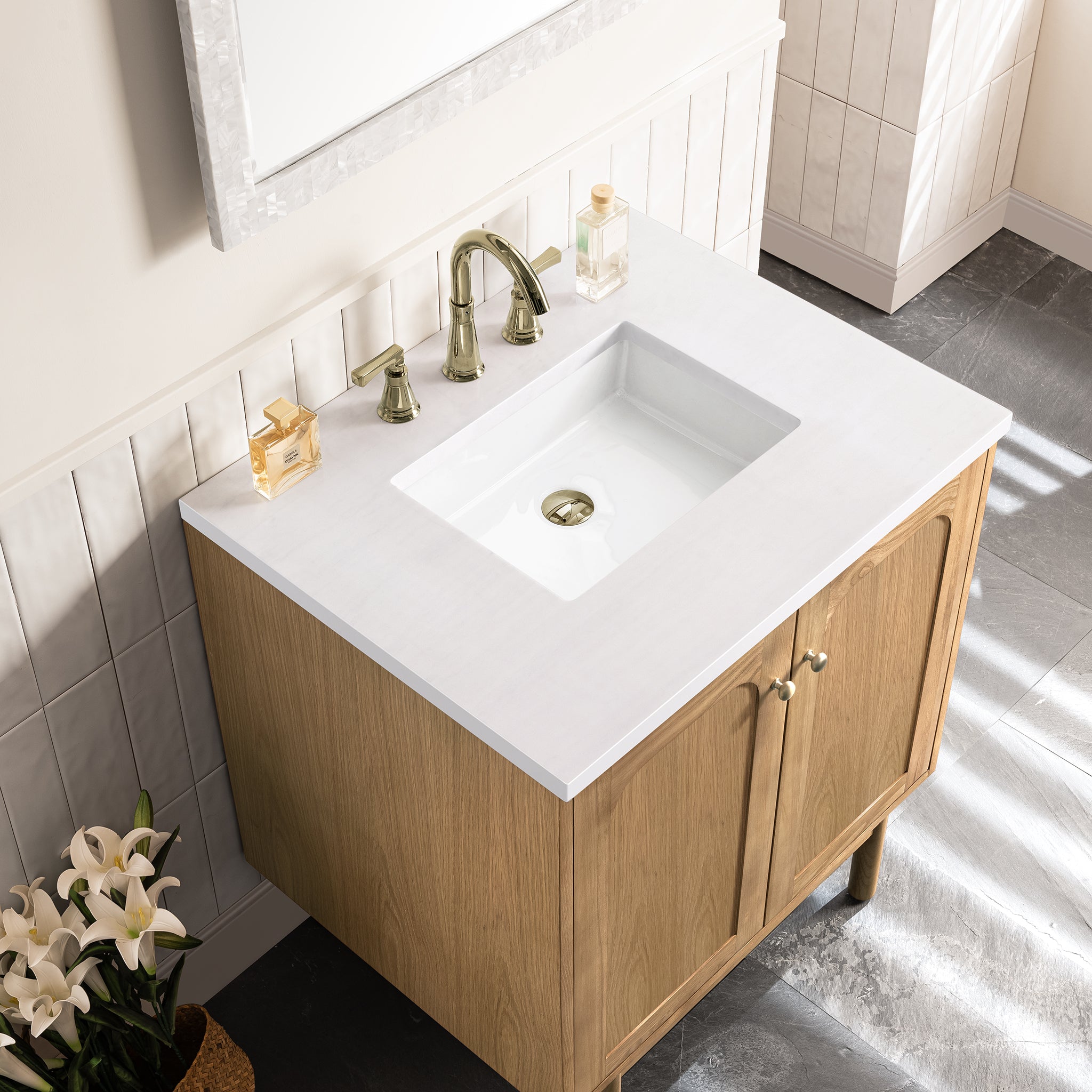 James Martin Laurent 30" Single Vanity in Light Natural Oak with 3cm Countertop