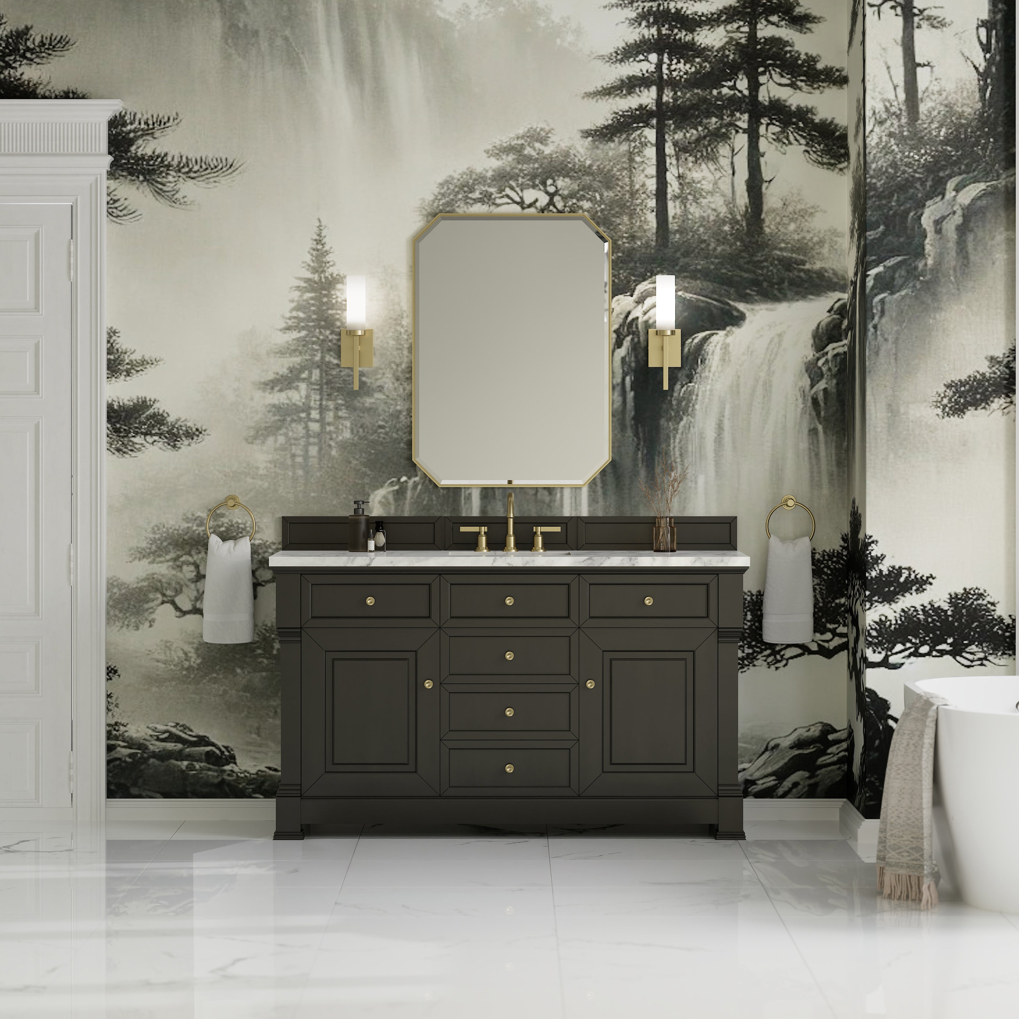 James Martin Brookfield 60" Single Vanity in Black Onyx with 3cm Countertop