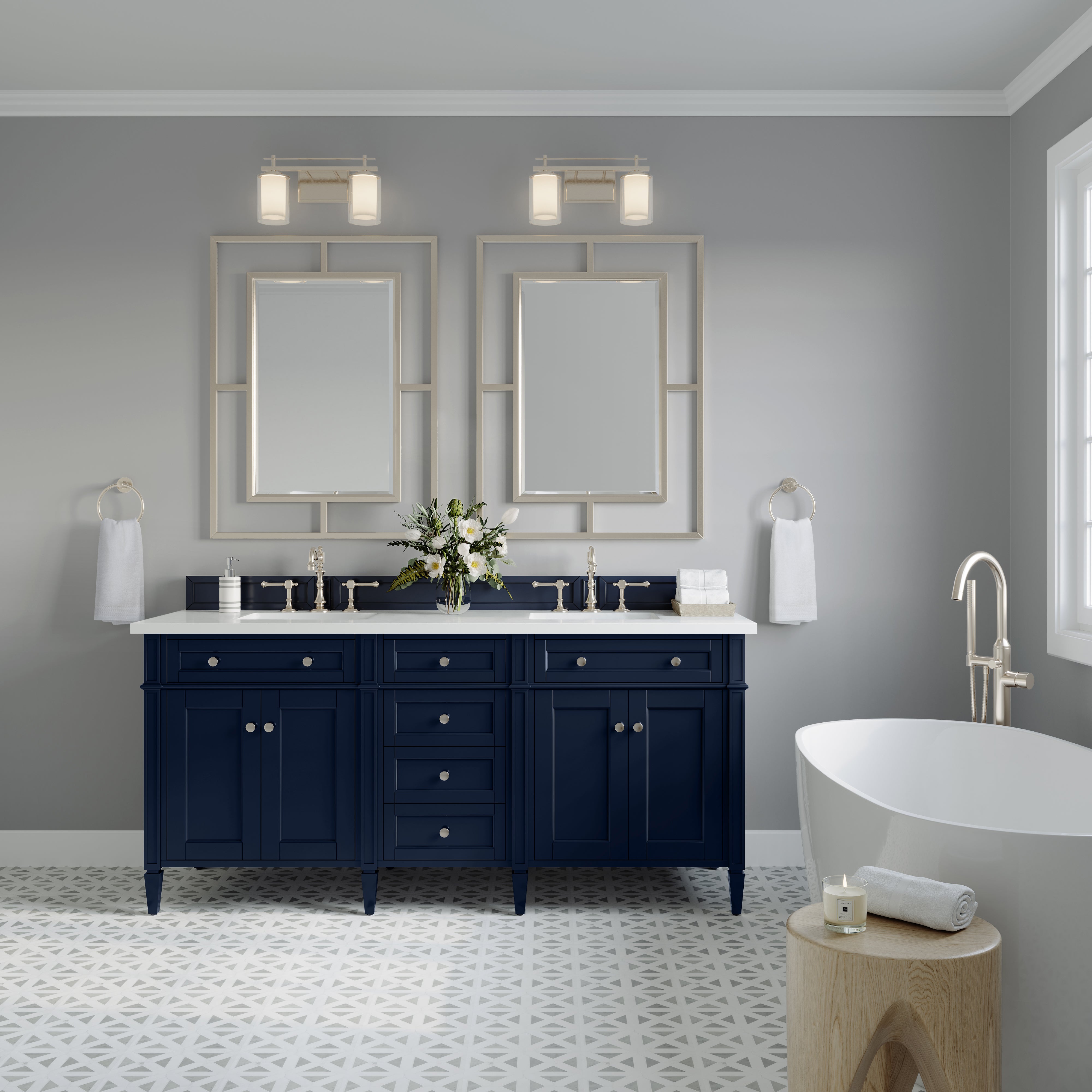 James Martin Brittany 72" Double Vanity in Victory Bleu with 3cm Countertop