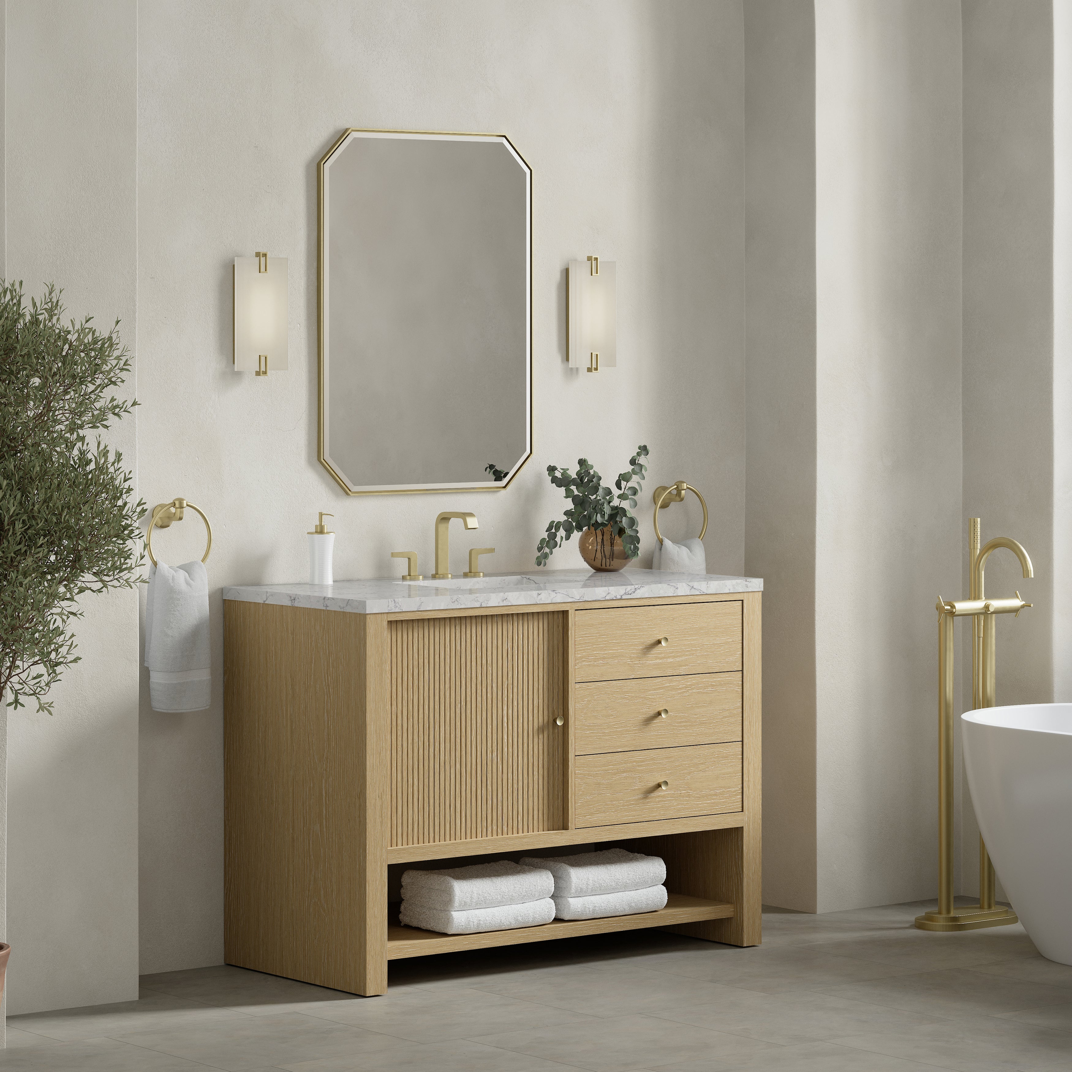 James Martin Marigot 48" Single Vanity in Sunwashed Oak with 3cm Countertop