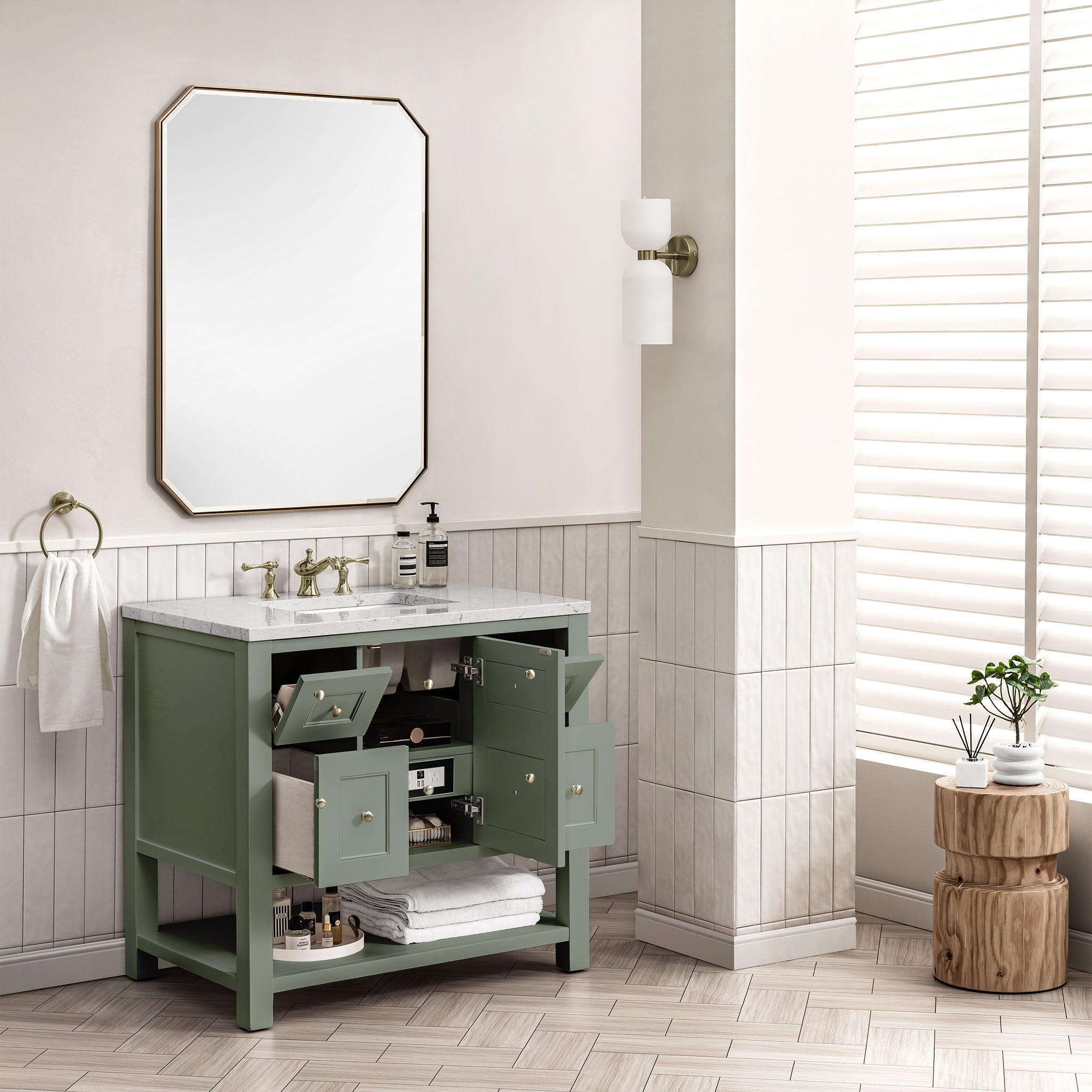 James Martin Breckenridge 36" Single Vanity in Smokey Celadon with 3cm Countertop