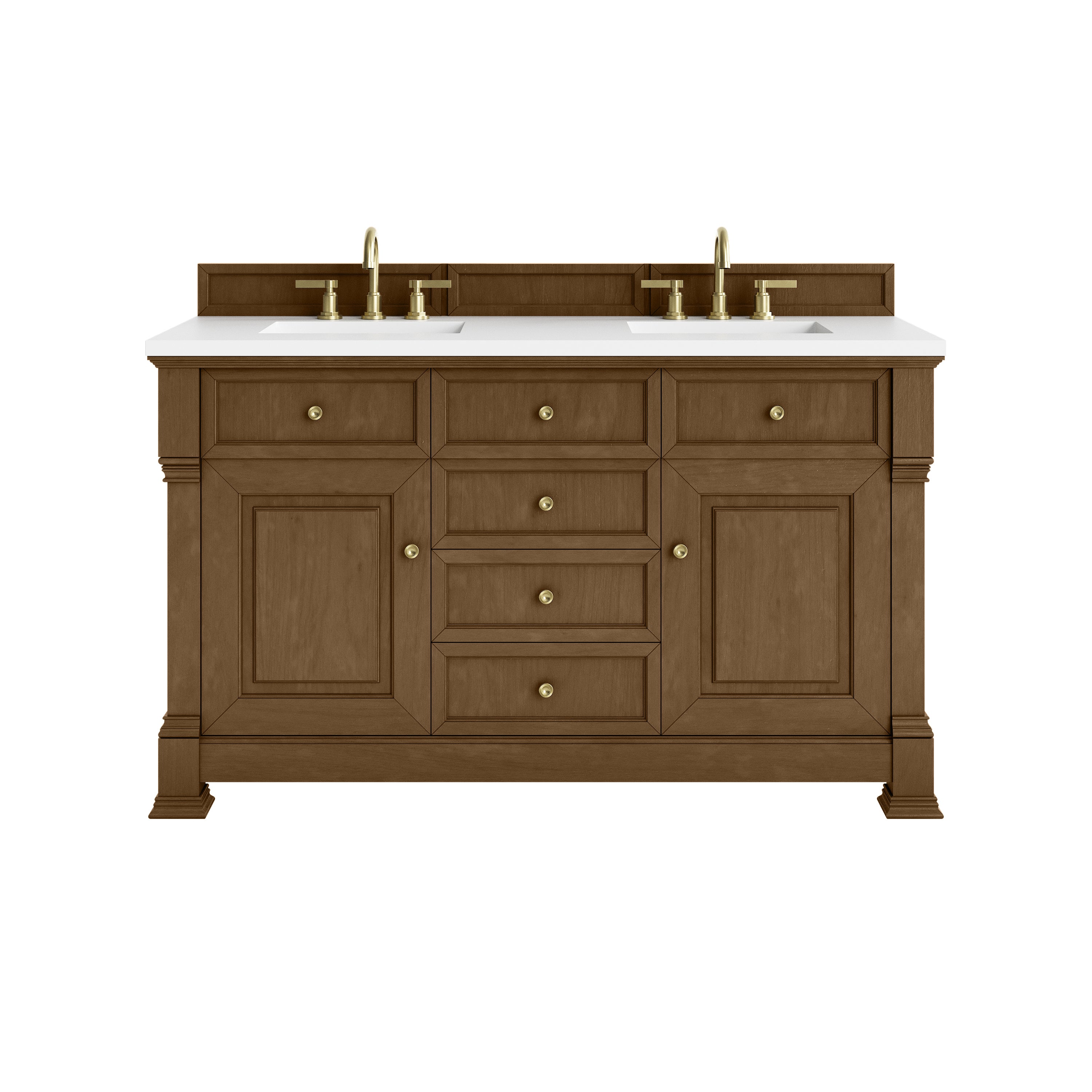 James Martin Brookfield 60" Double Vanity in Honey Oak with 3cm Countertop