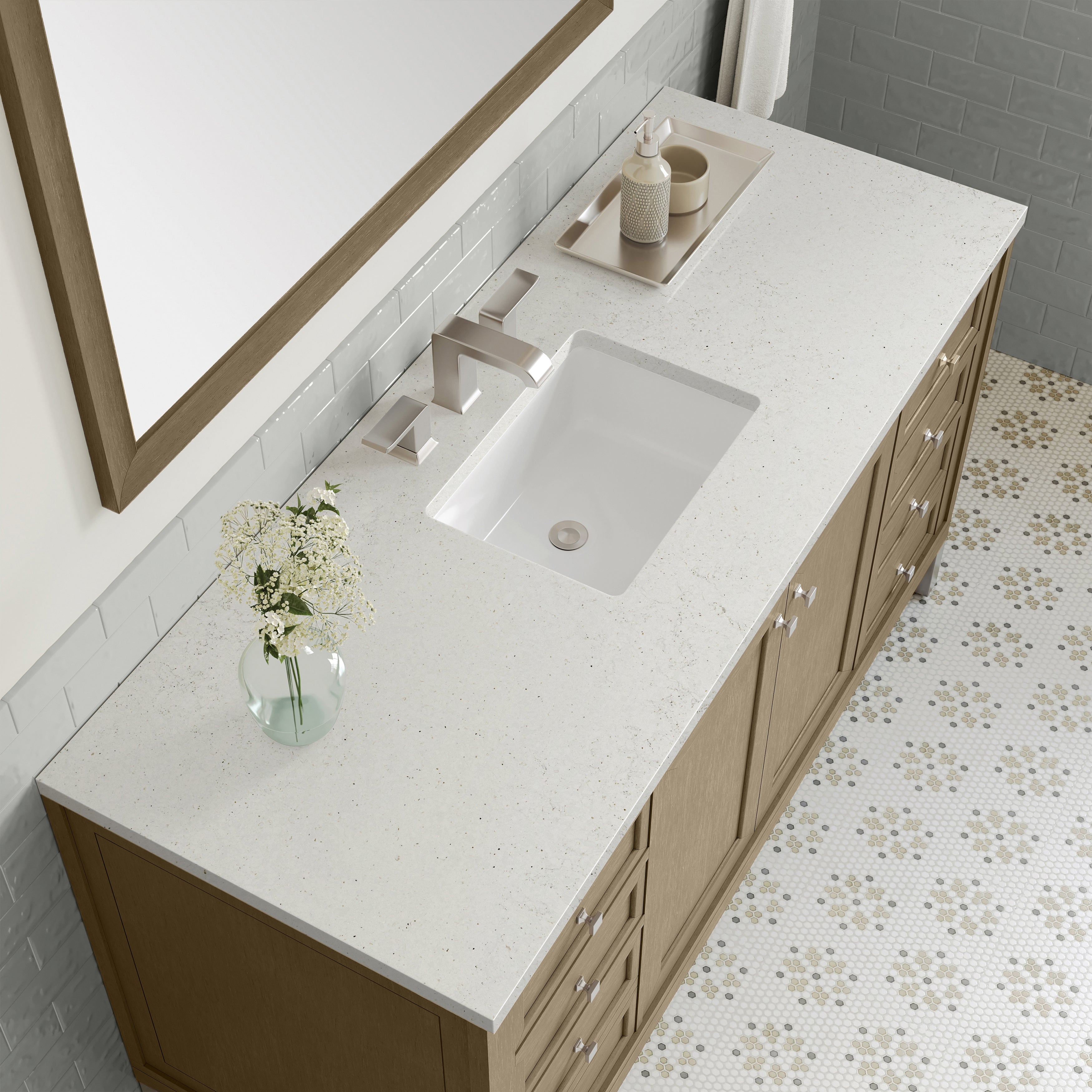 James Martin Chicago 60" Single Vanity in Walnut Whisper with 3cm Countertop