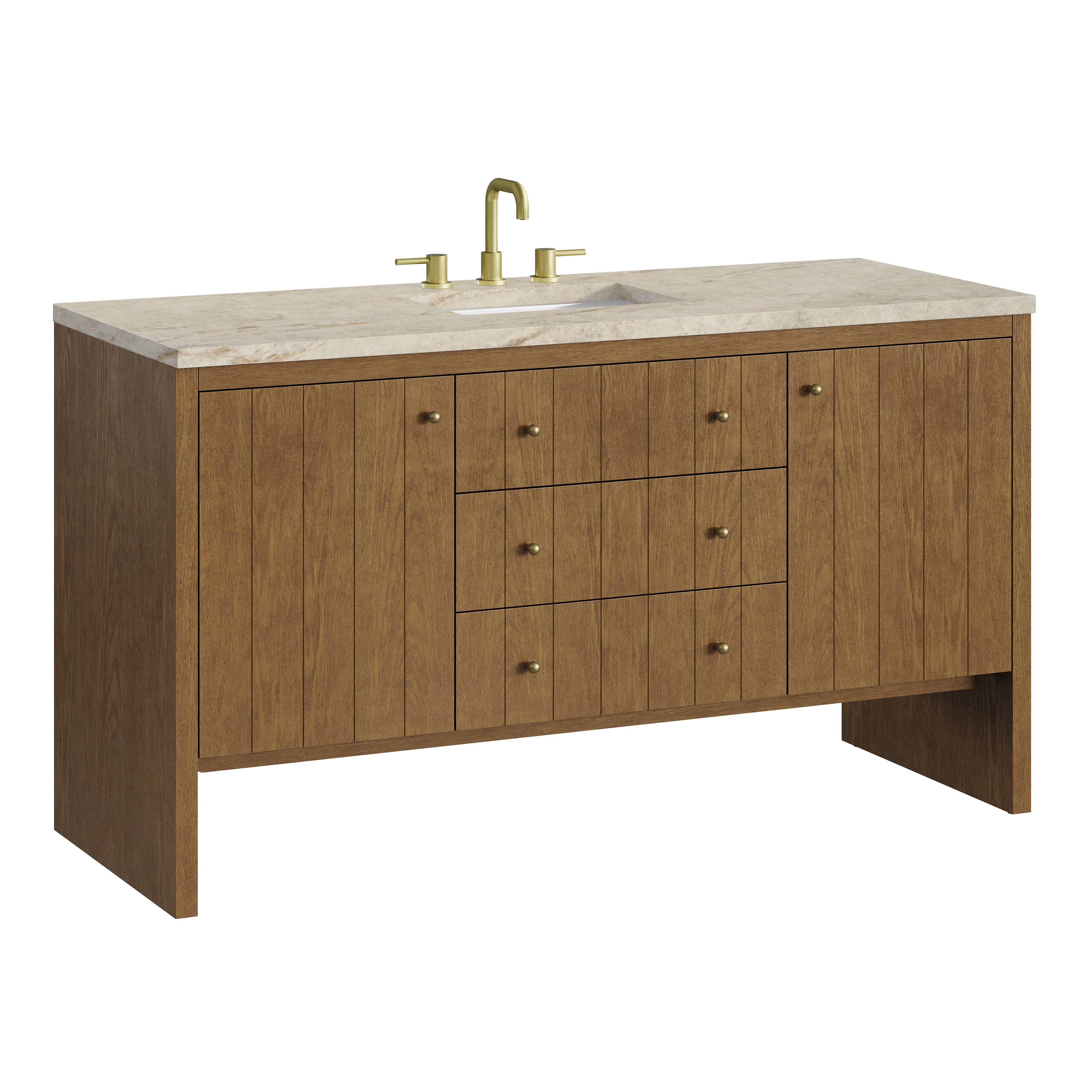 James Martin Hudson 60" Single Vanity in Honey Oak with 3cm Countertop and FreePower Wireless Charger