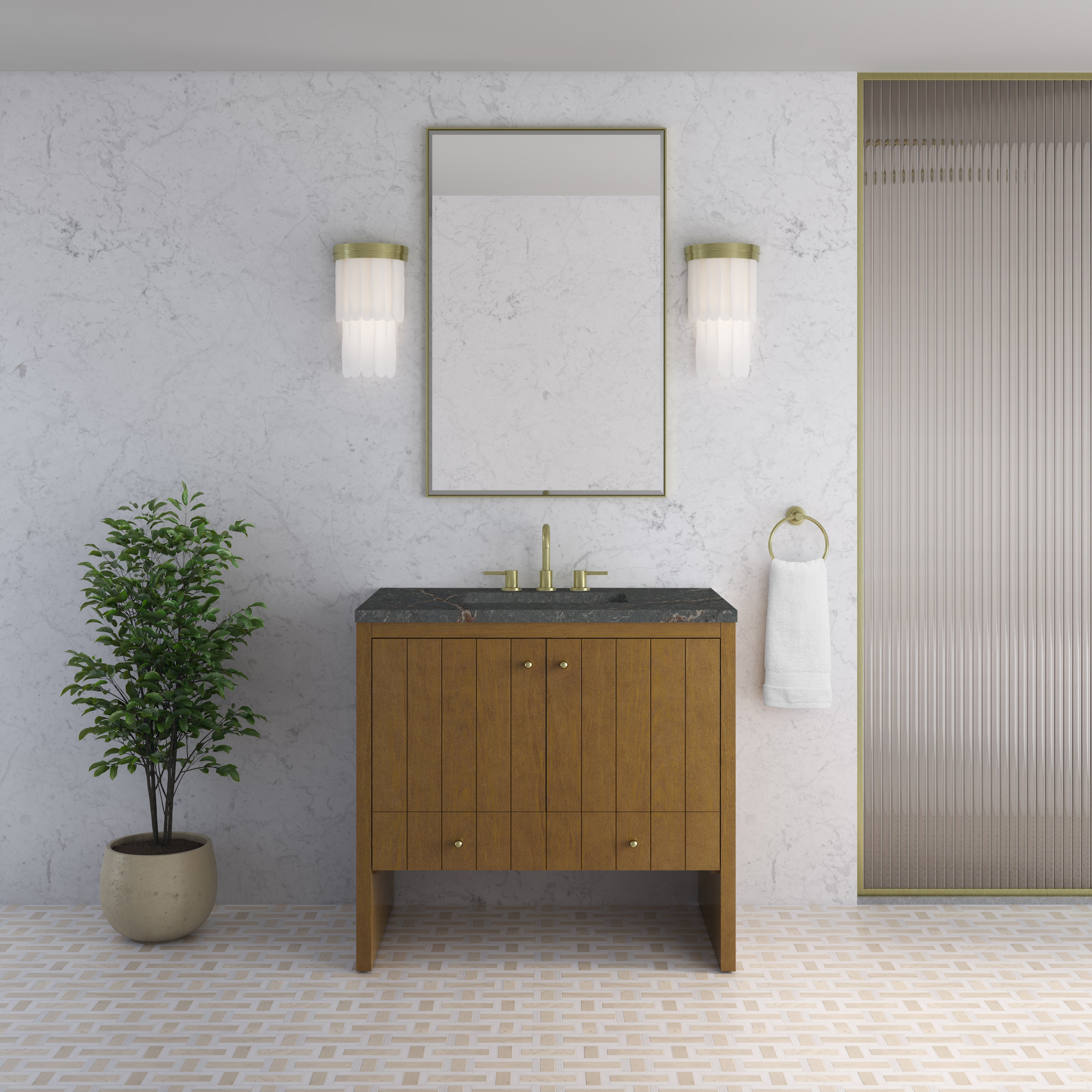 James Martin Hudson 36" Single Vanity in Honey Oak with 3cm Countertop