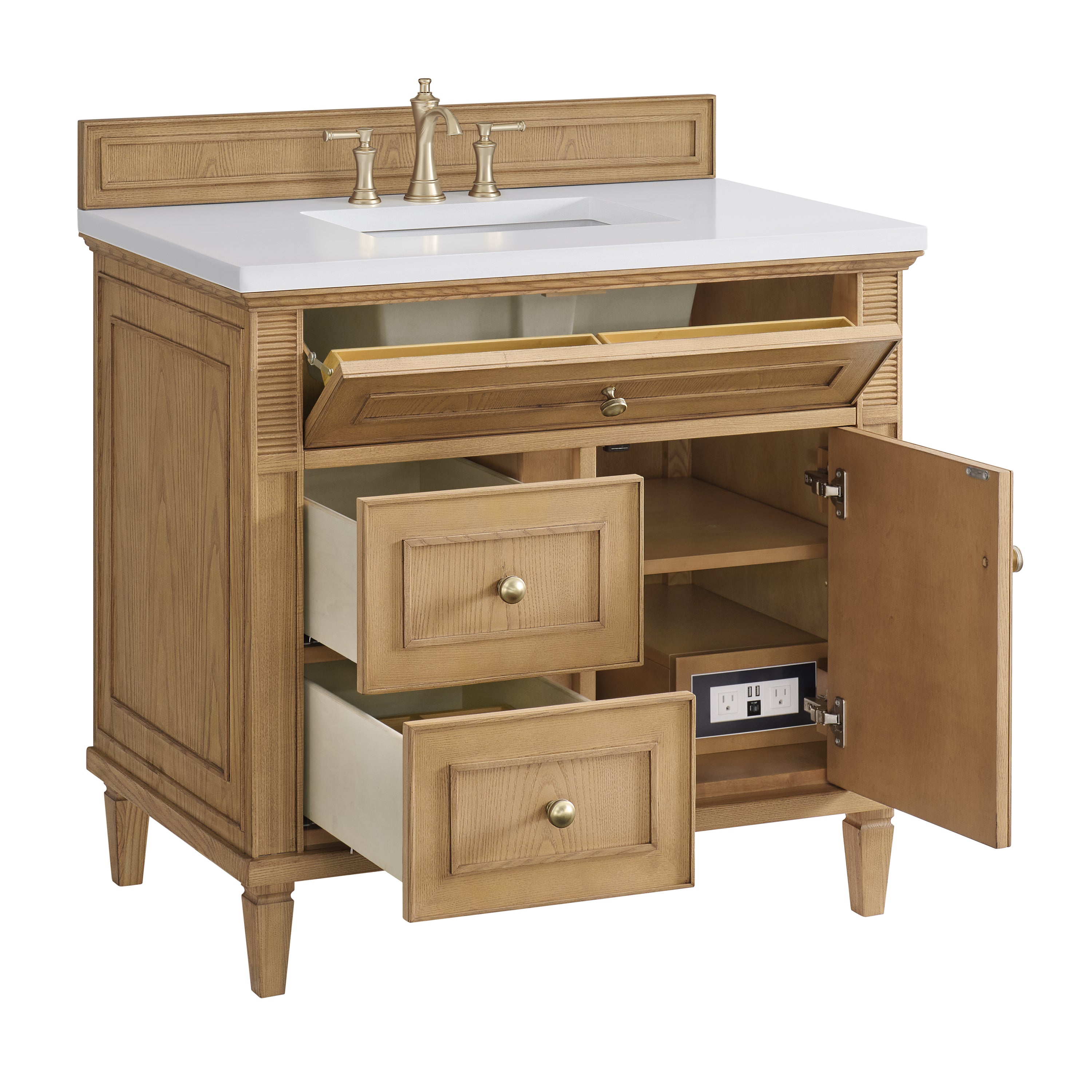 James Martin Lorelai 36" Single Vanity in Light Natural Oak with 3cm Countertop