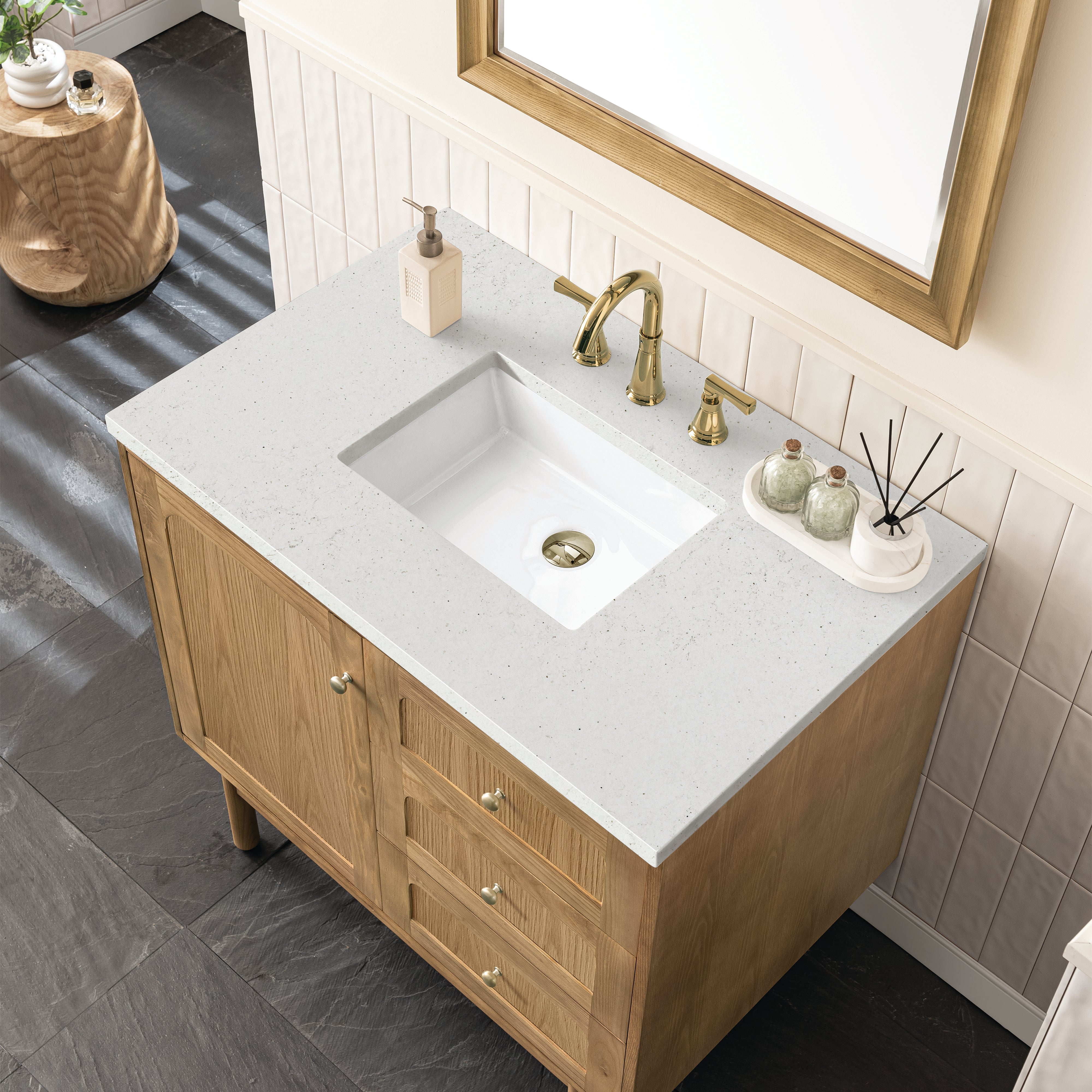 James Martin Laurent 36" Single Vanity in Light Natural Oak with 3cm Countertop