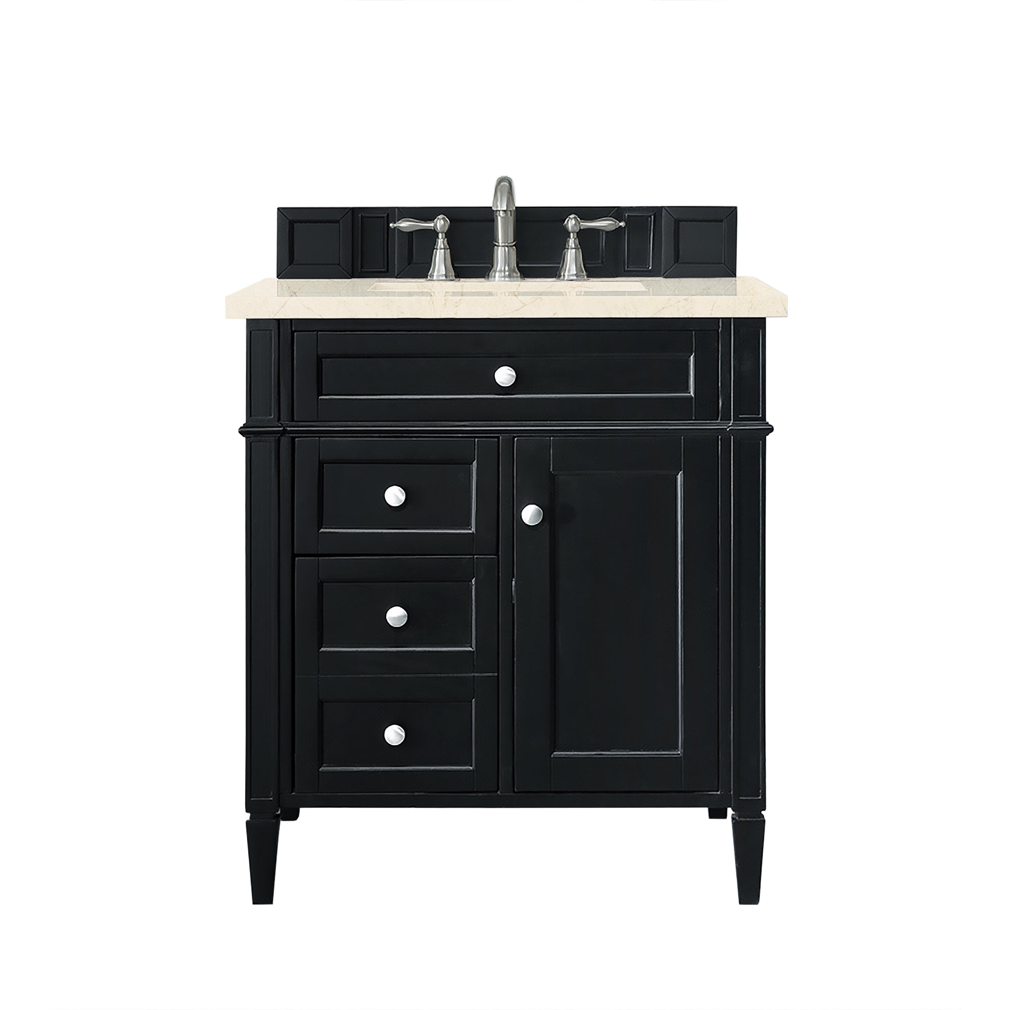 James Martin Brittany 30" Single Vanity in Black Onyx with 3cm Countertop