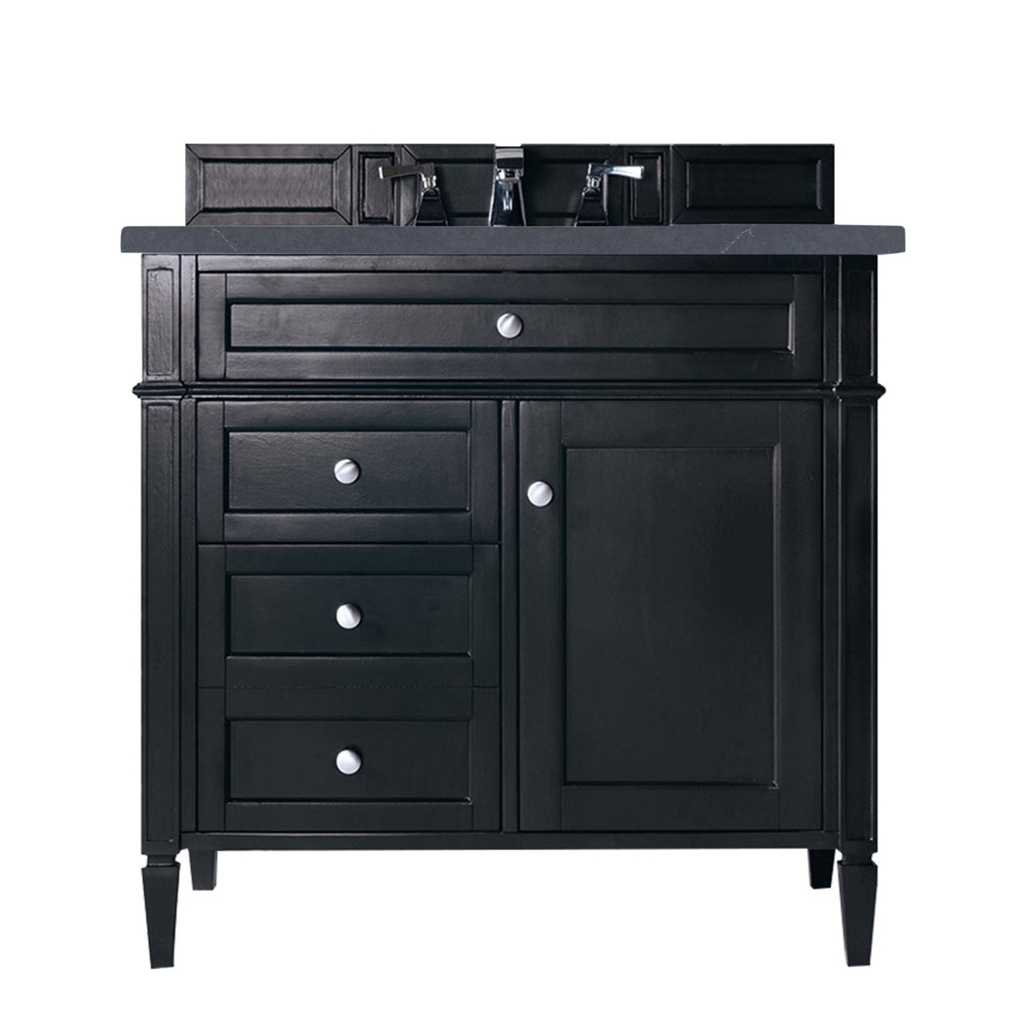 James Martin Brittany 36" Single Vanity in Black Onyx with 3cm Countertop