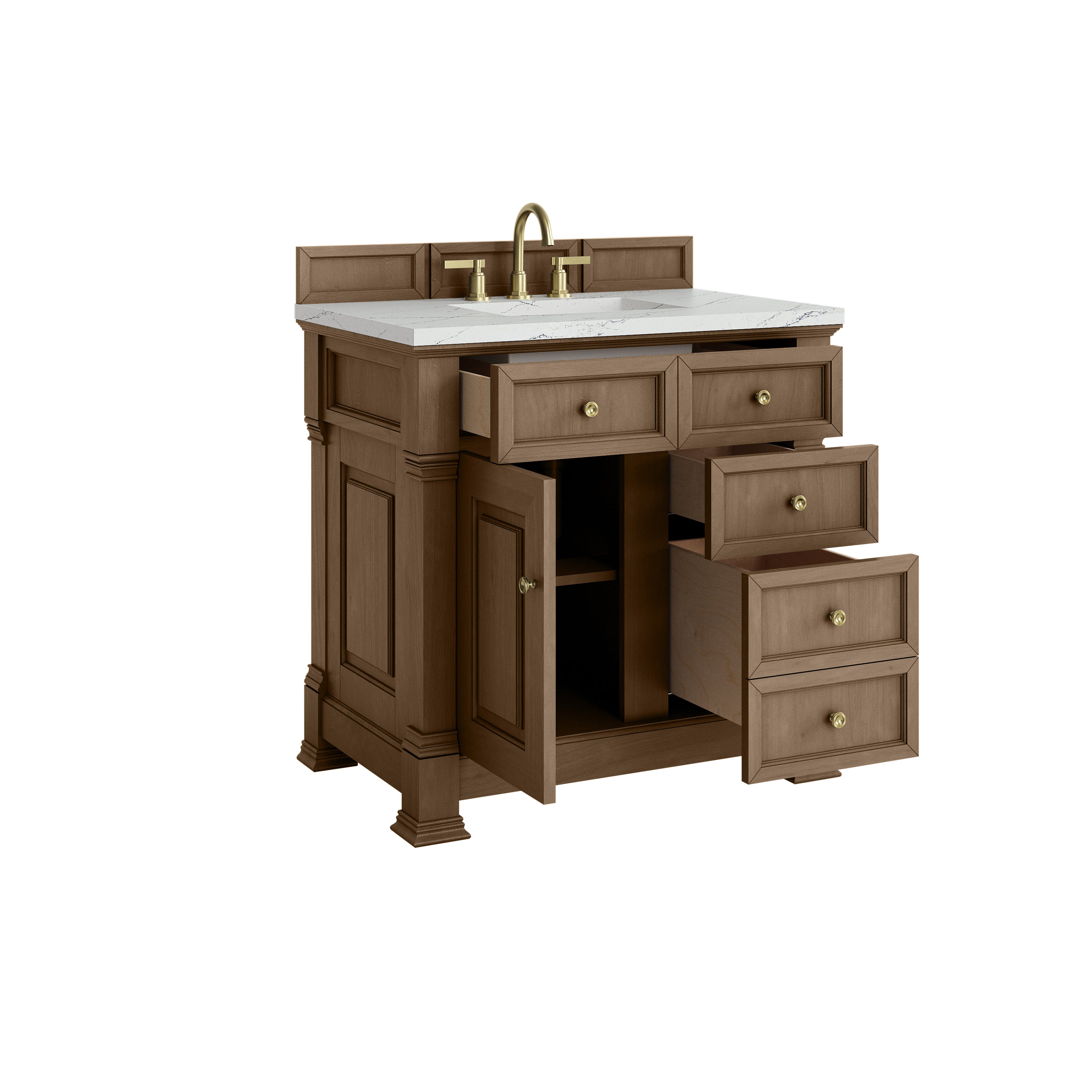 James Martin Brookfield 36" Single Vanity in Pecan with 3cm Countertop