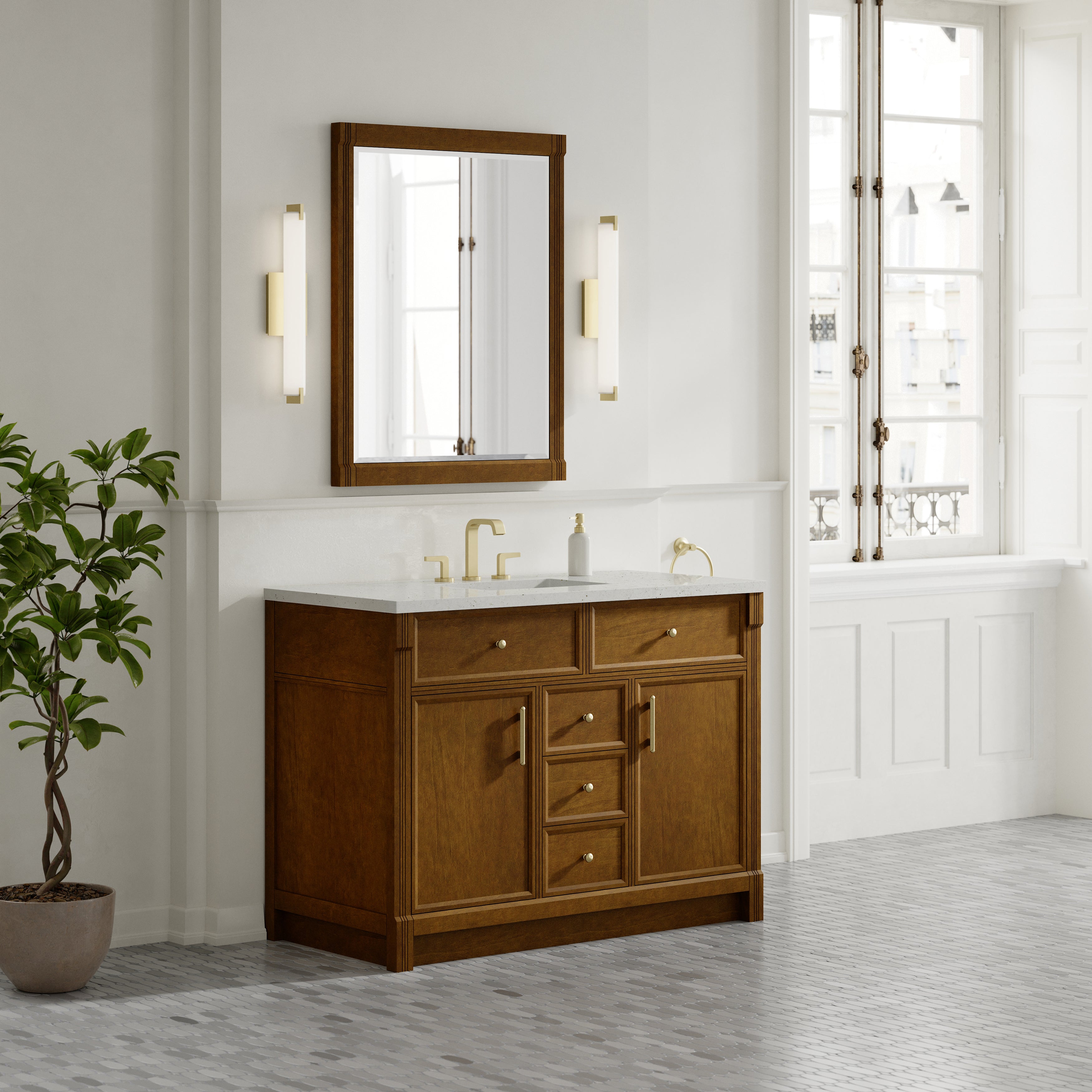 James Martin Bellshire 48" Single Vanity in Honey Oak with 3cm Countertop