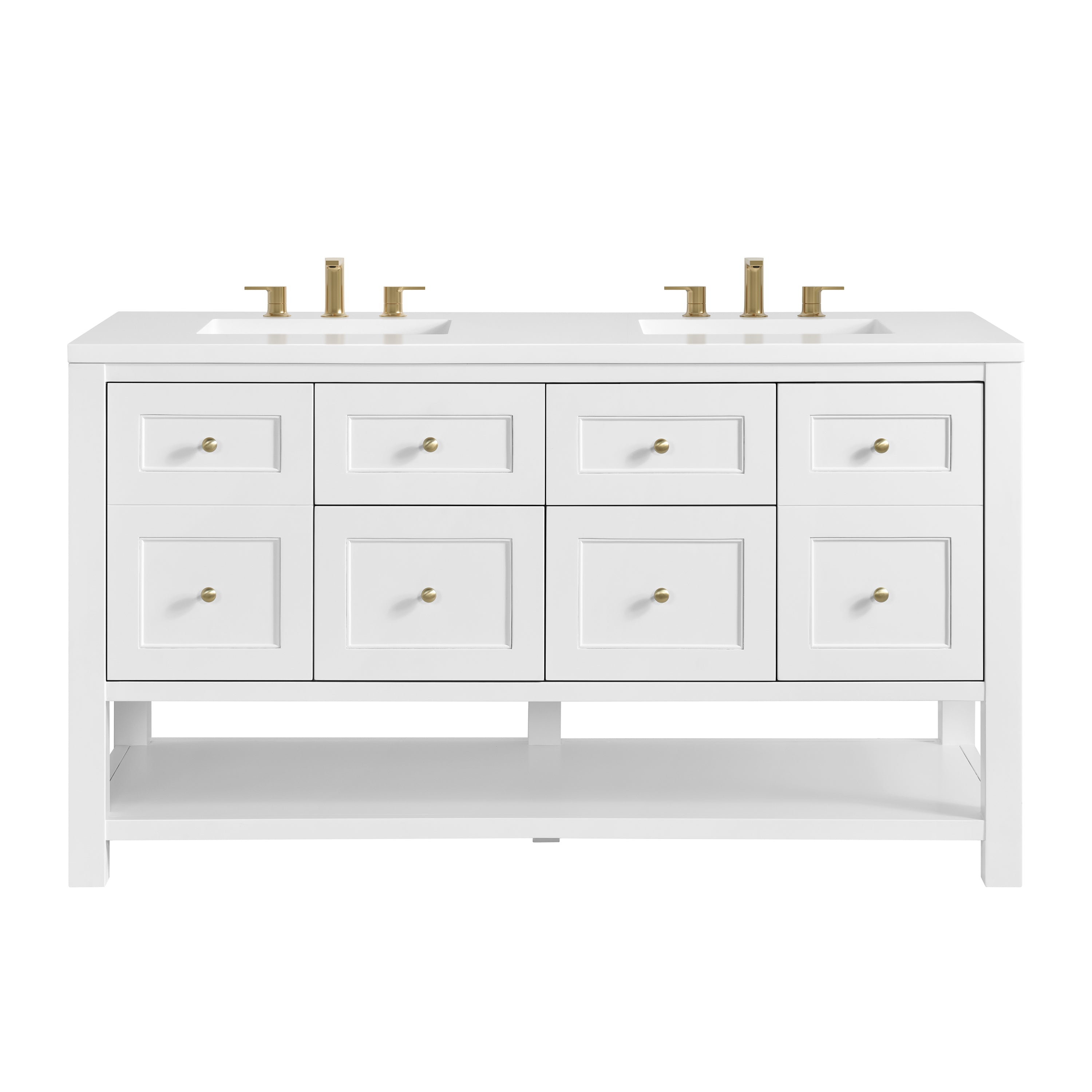 James Martin Breckenridge 60" Double Vanity in Bright White with 3cm Countertop