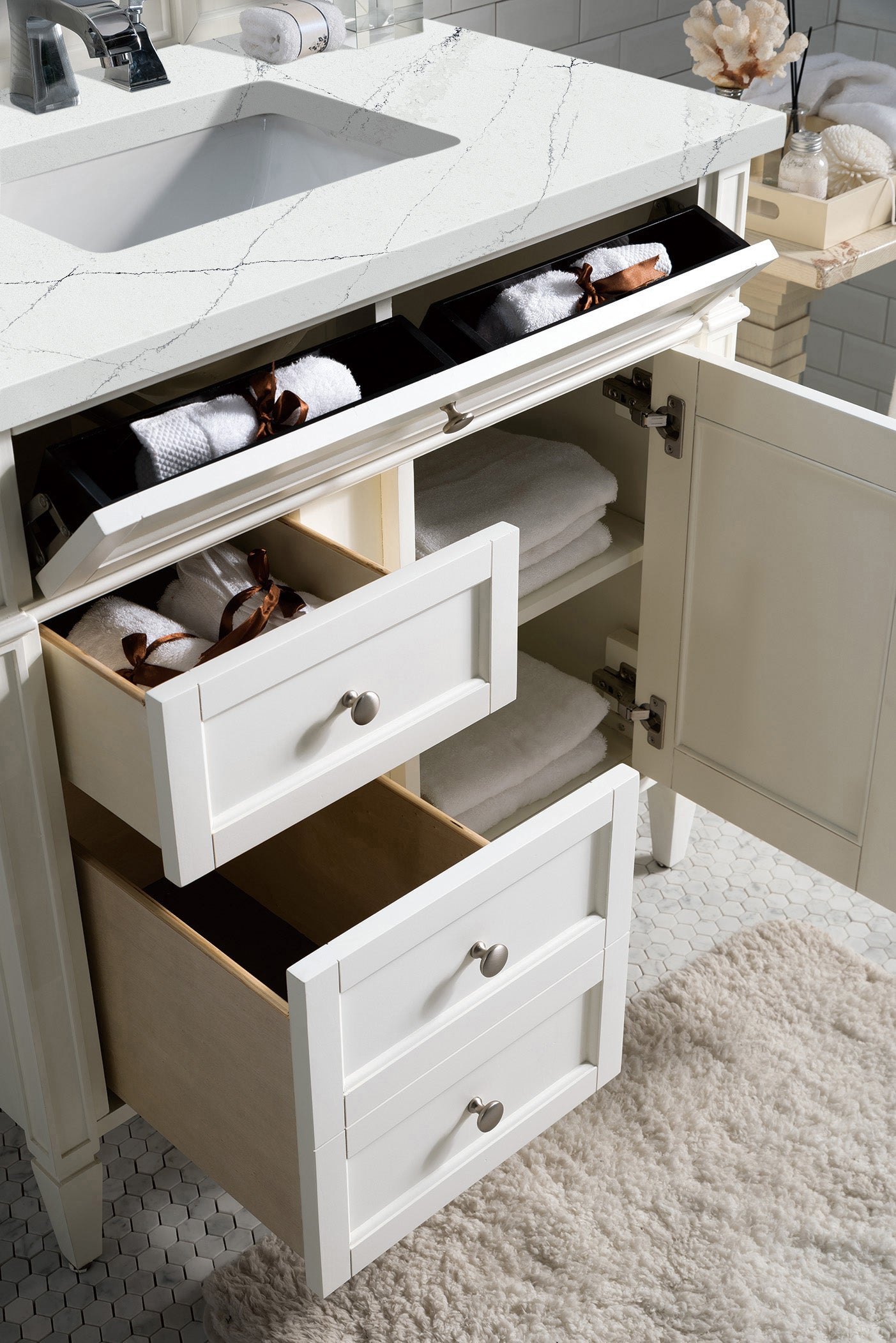 James Martin Brittany 36" Single Vanity in Bright White with 3cm Countertop