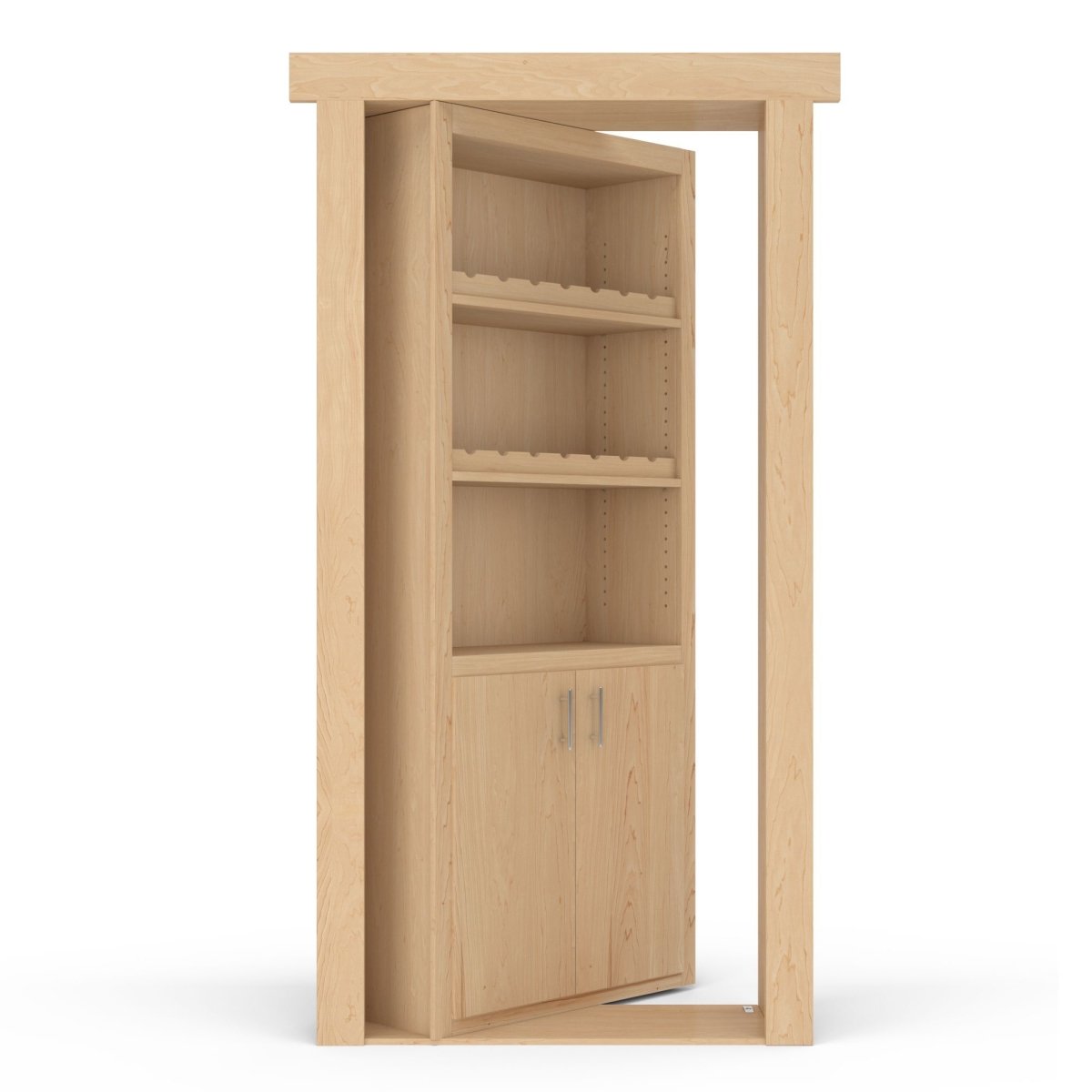 Hidden Flush Mount Maple Wine Rack Door by Murphy Door