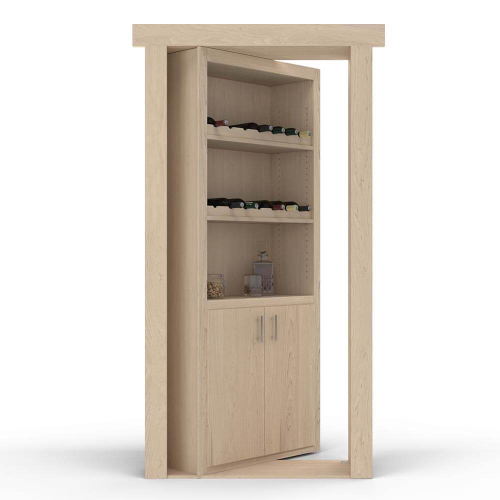 Hidden Flush Mount Maple Wine Rack Door by Murphy Door