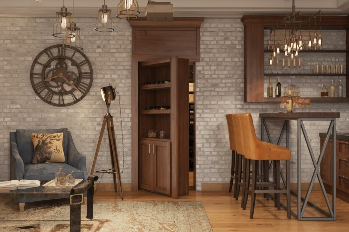 Hidden Flush Mount Maple Wine Rack Door by Murphy Door