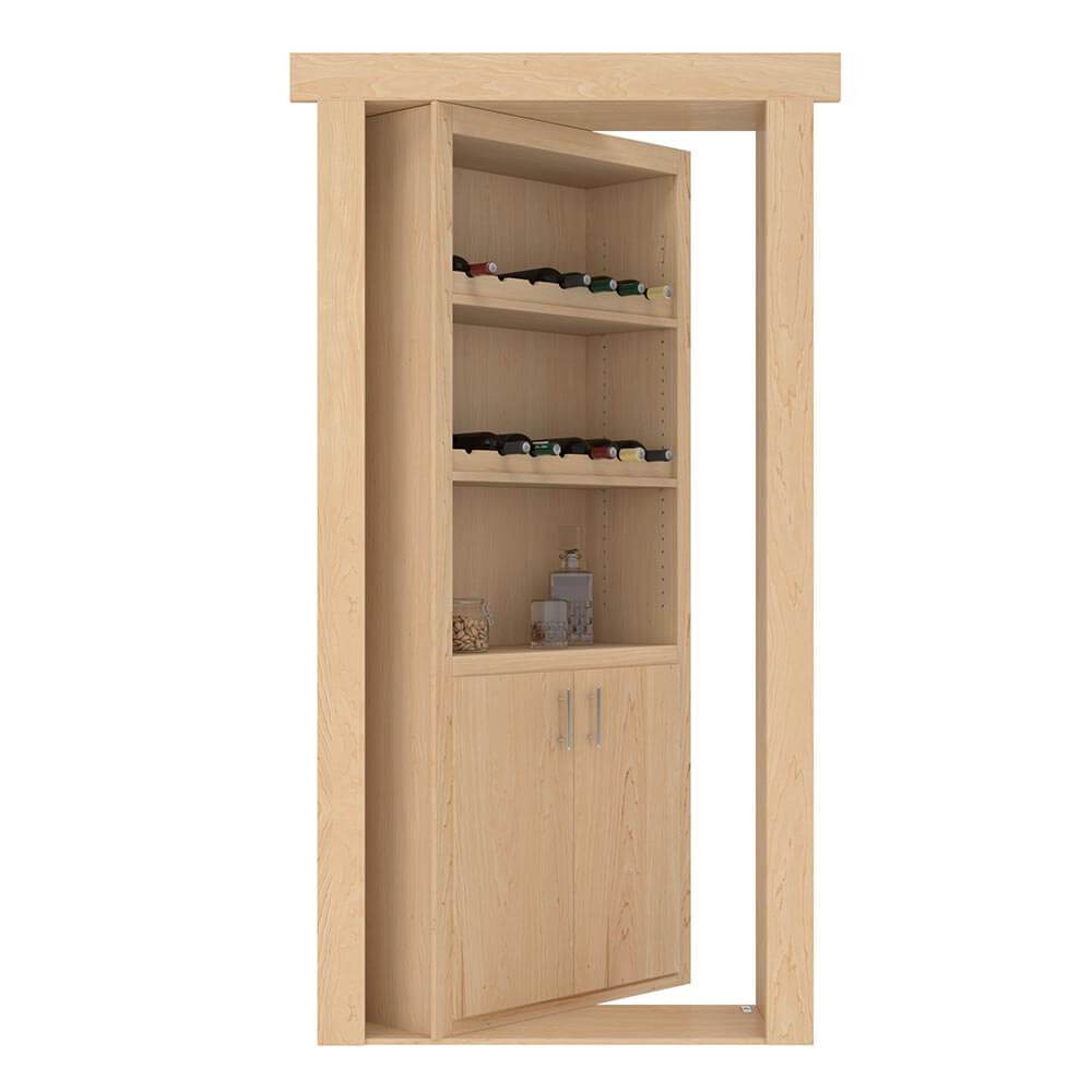 Hidden Flush Mount Maple Wine Rack Door by Murphy Door