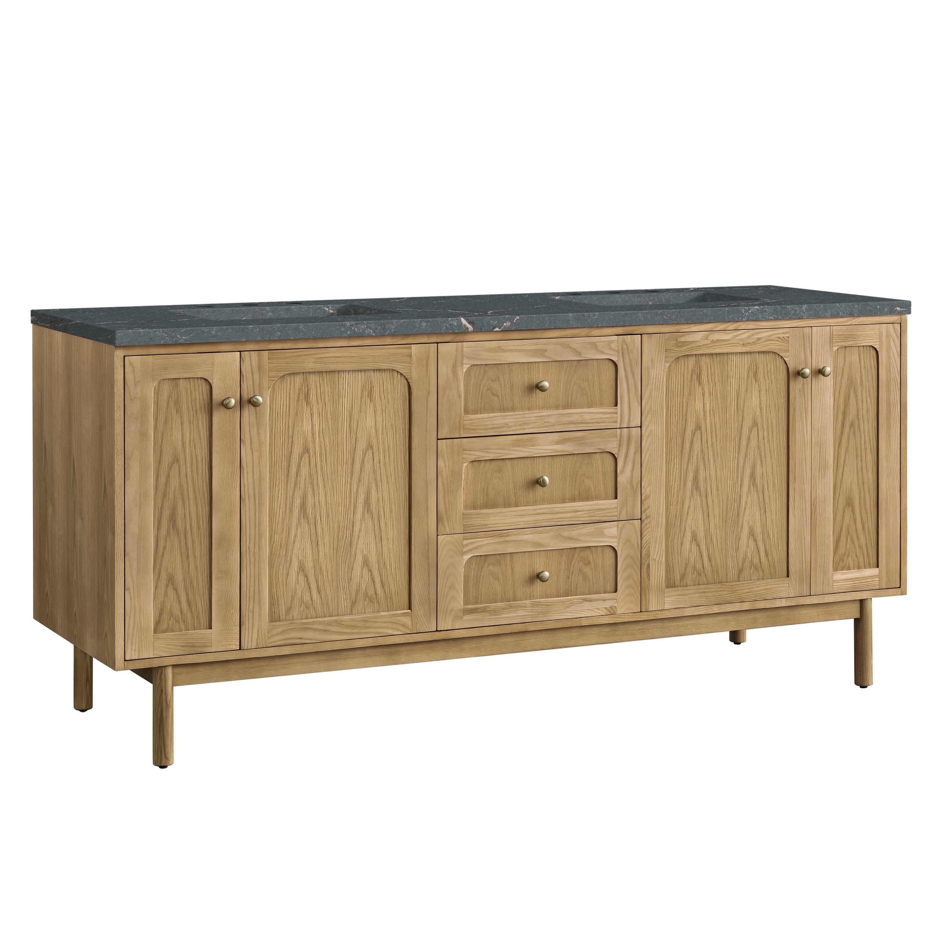 James Martin Laurent 72" Double Vanity in Light Natural Oak with 3cm Countertop and FreePower Wireless Charger