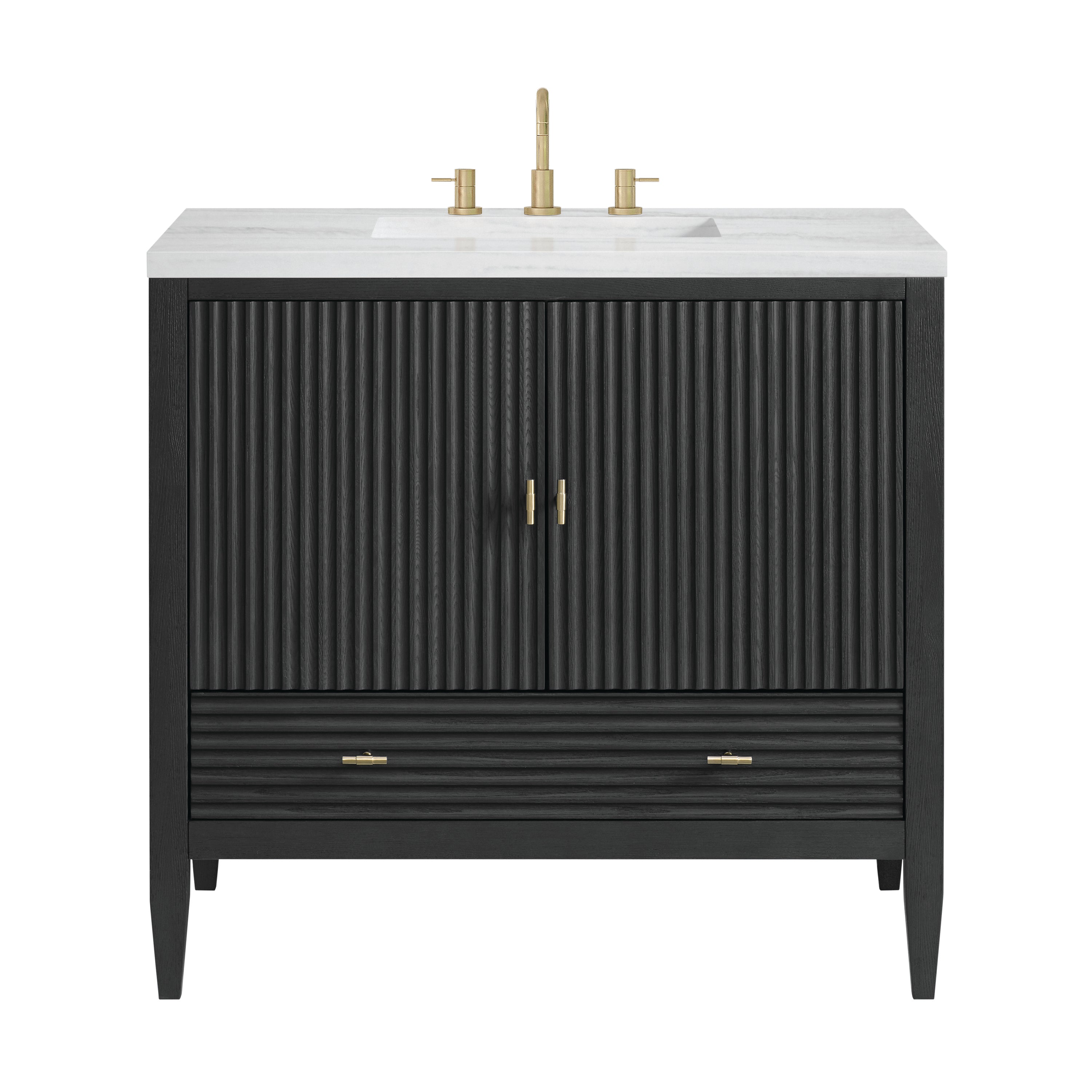 James Martin Myrrin 36" Vanity in Carbon Oak with 3cm Countertop