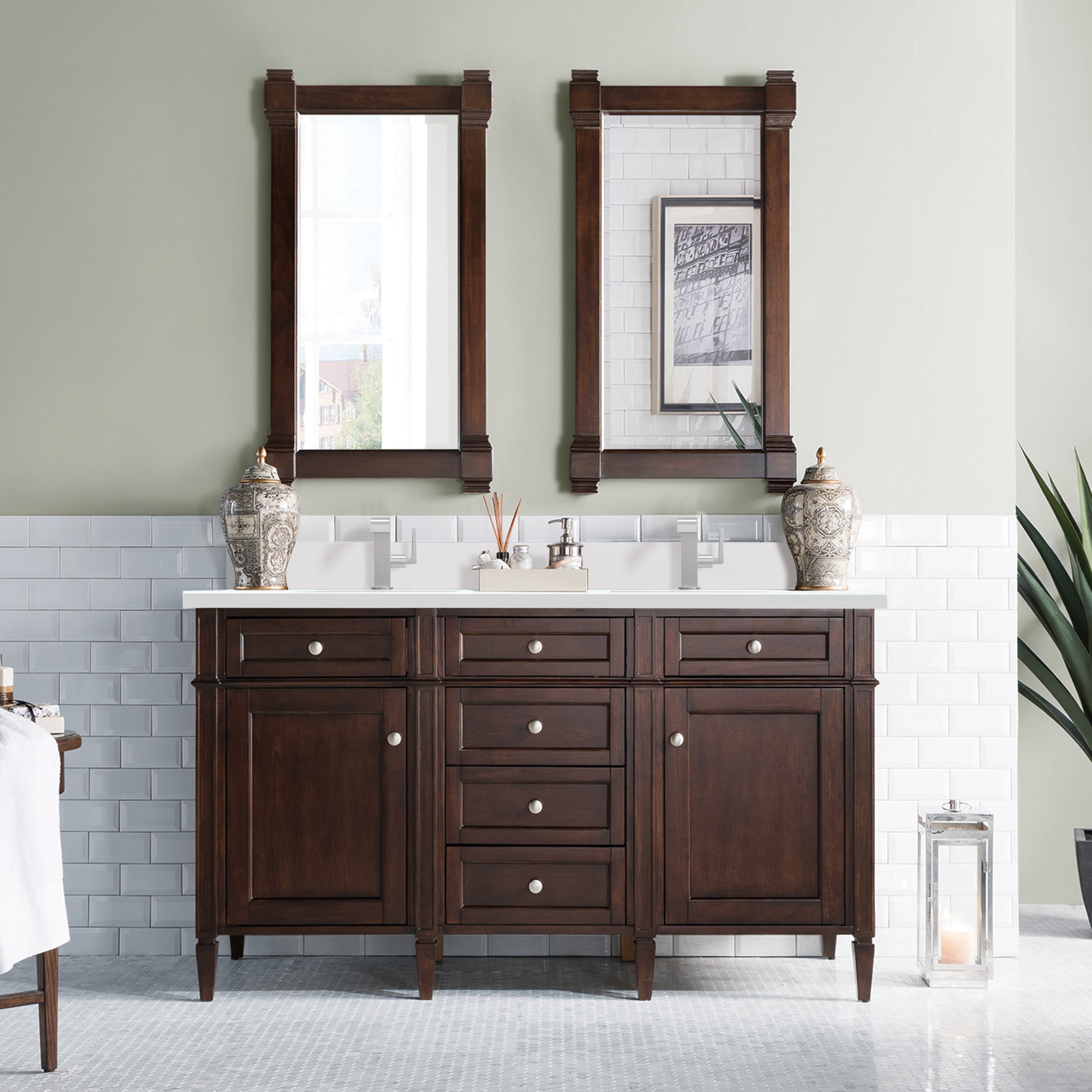 James Martin Brittany 60" Double Vanity in Burnished Mahogany with 3cm Countertop