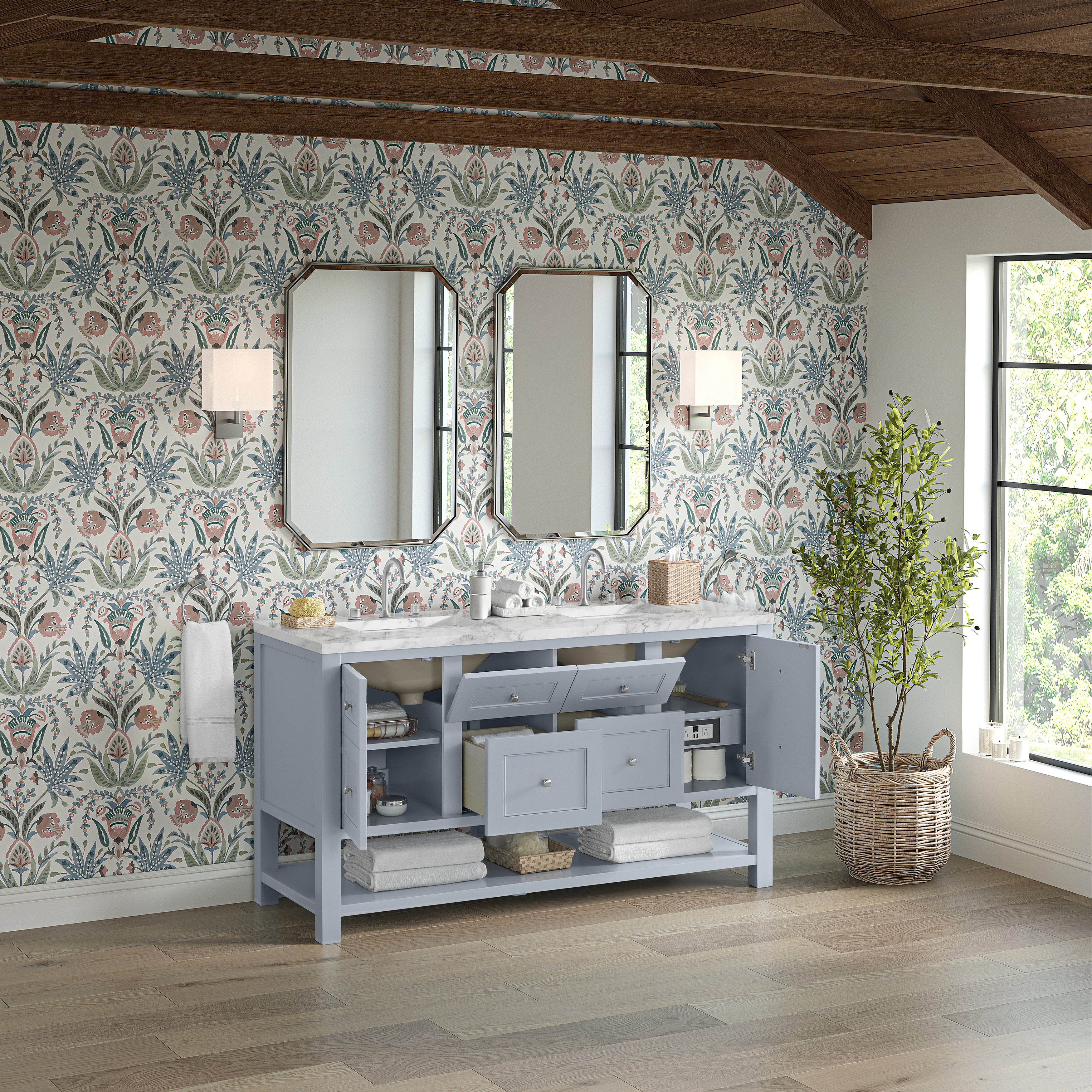 James Martin Breckenridge 60" Double Vanity in Serenity Blue with 3cm Countertop