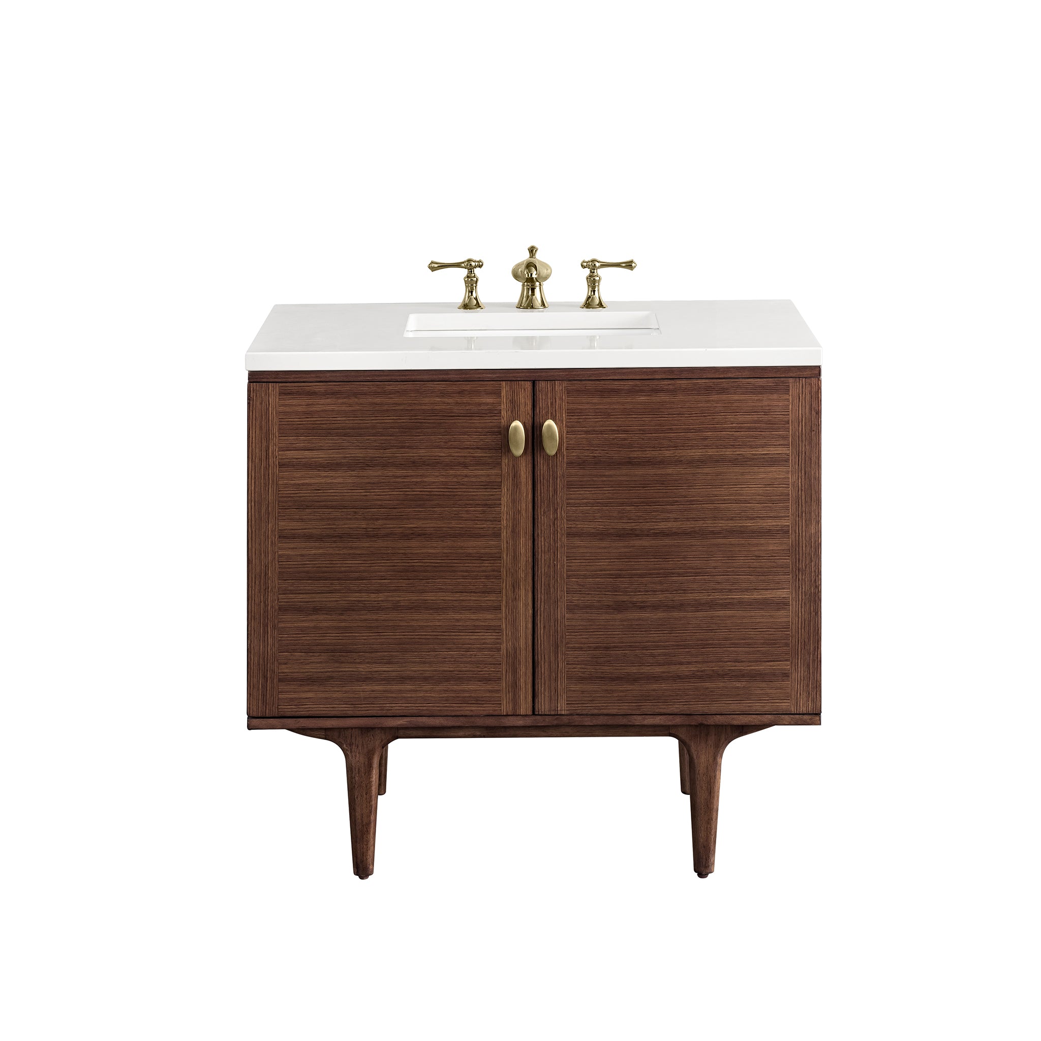 James Martin Amberly 36" Single Vanity in Mid-Century Walnut with 3cm Countertop