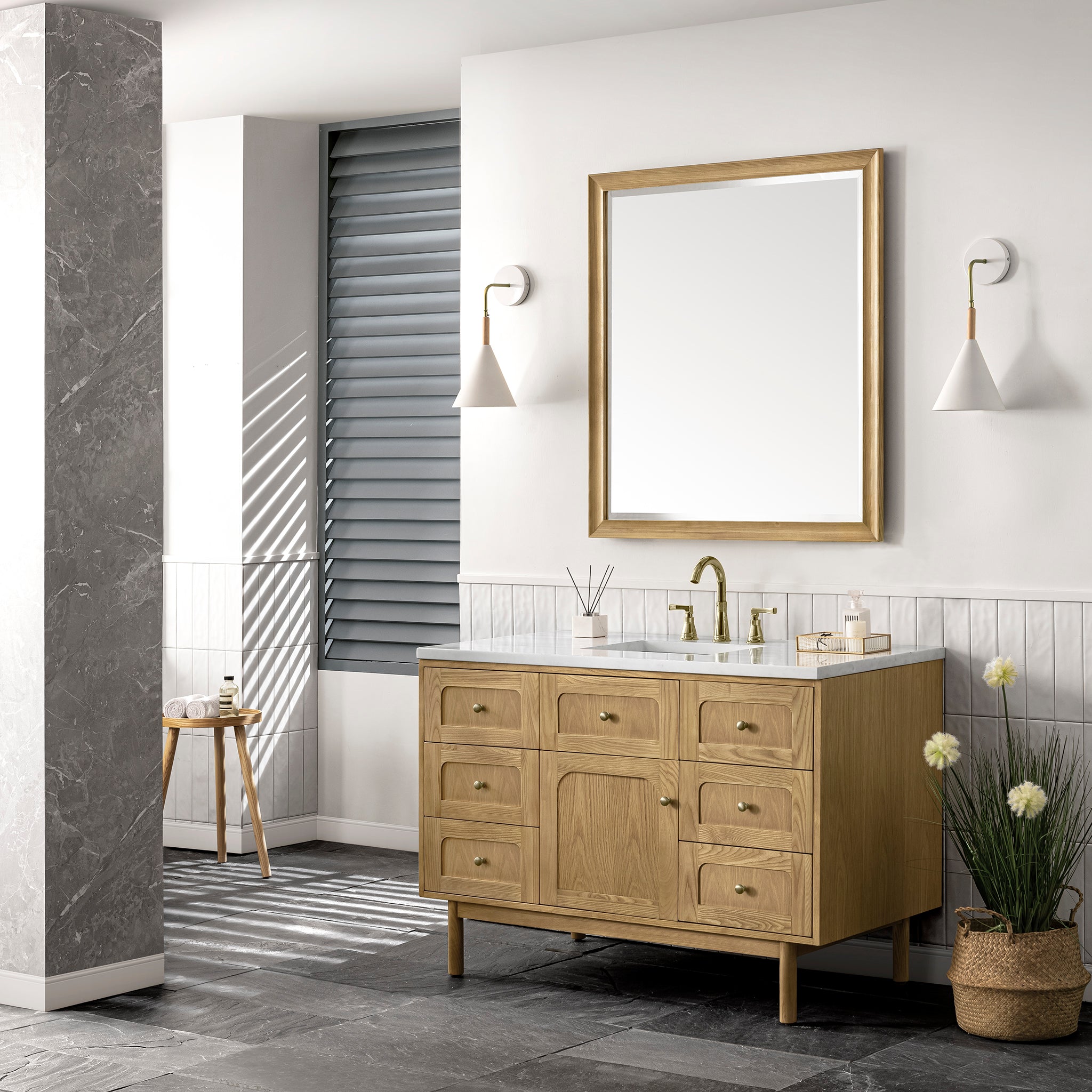 James Martin Laurent 48" Single Vanity in Light Natural Oak with 3cm Countertop