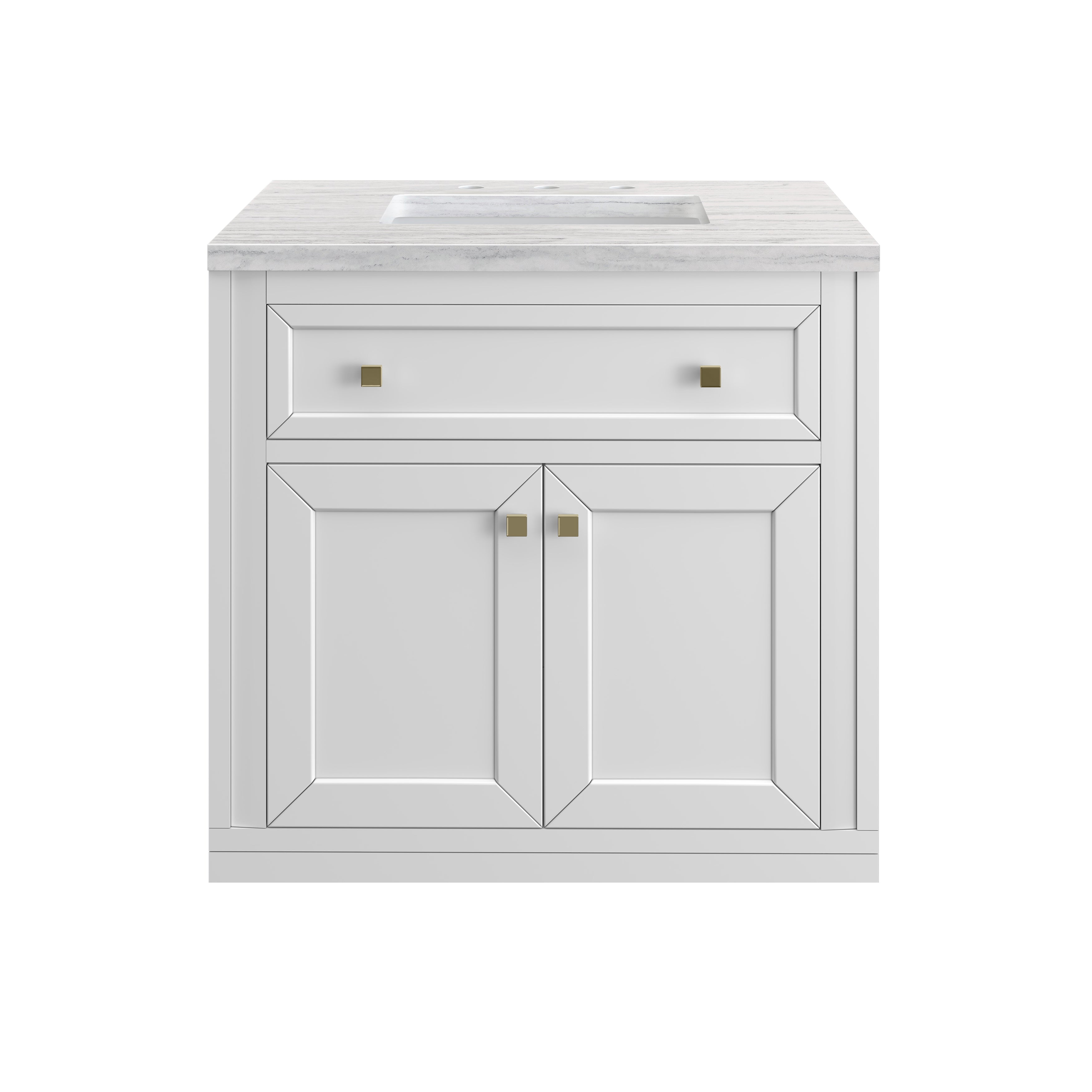 James Martin Chicago 30" Single Vanity in Glossy White with 3cm Countertop
